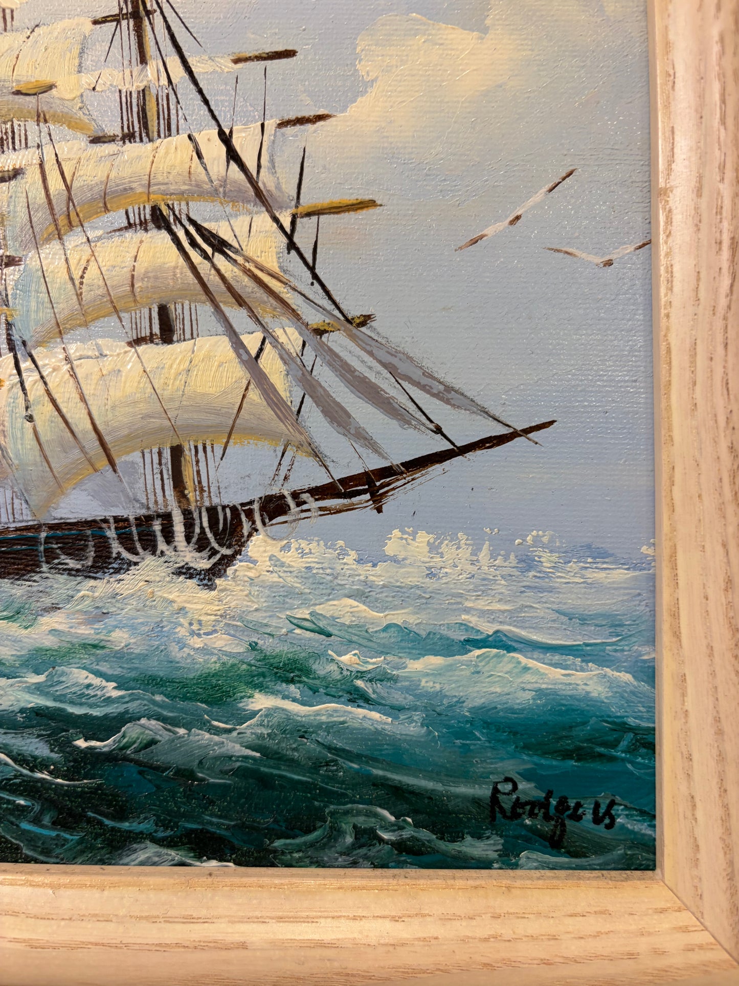 Original Oil Painting of Ship