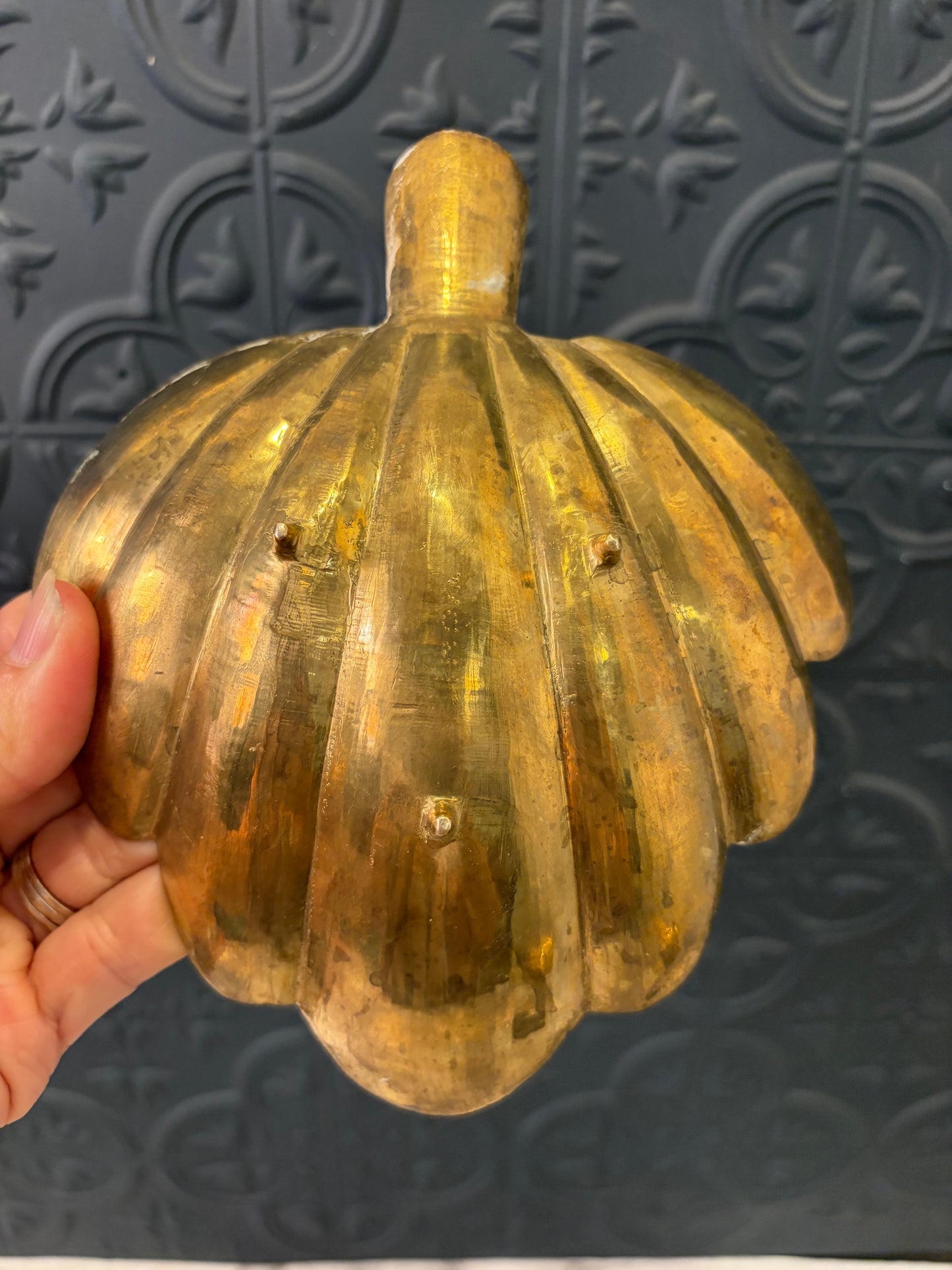 Etched Brass Fan  Shaped Ashtray