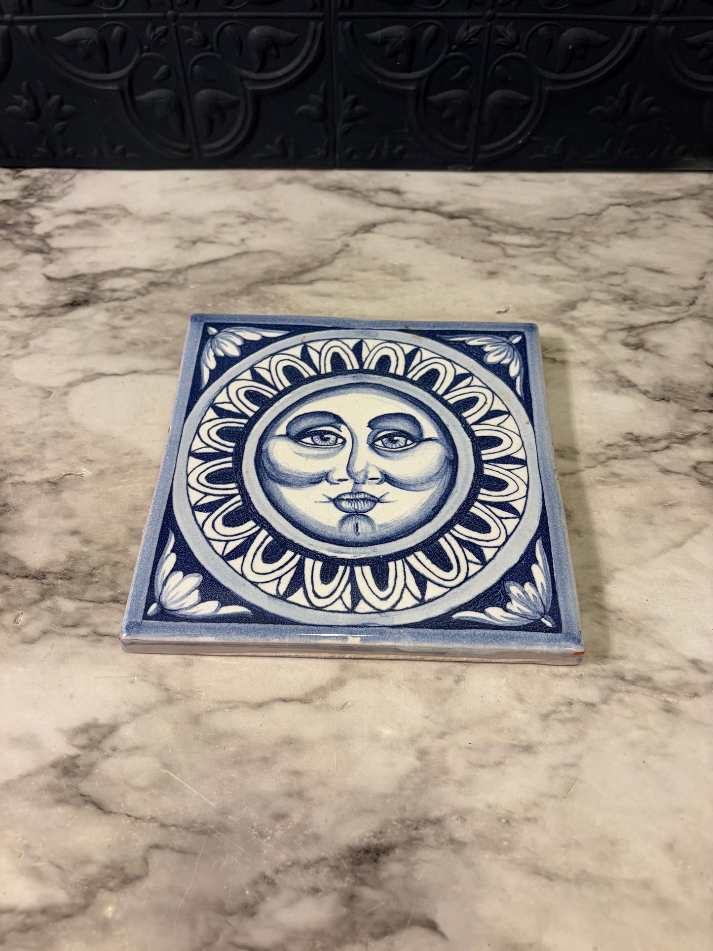 Blue and White Sun Tile