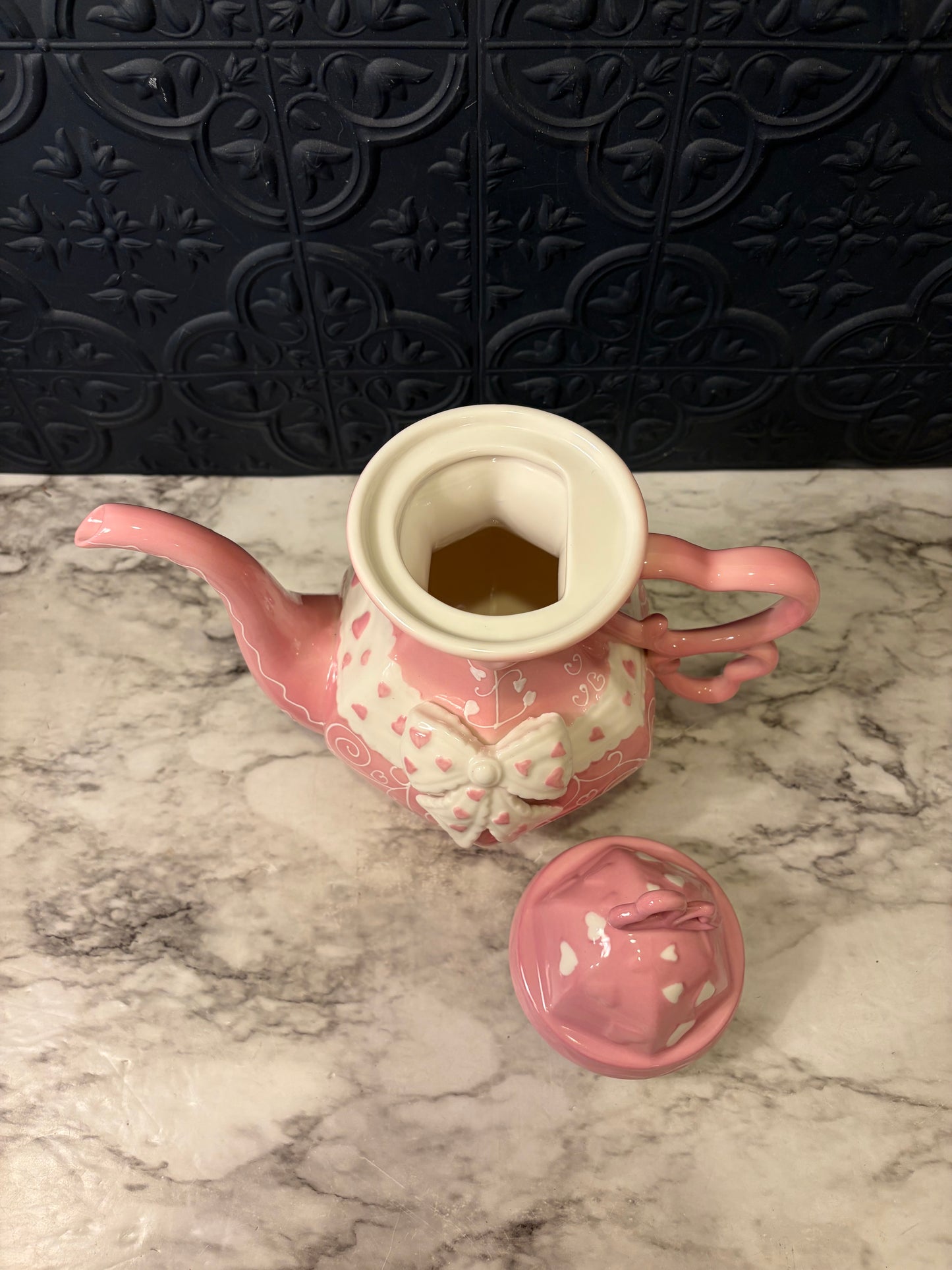 Pink Teapot with Heart Handle
