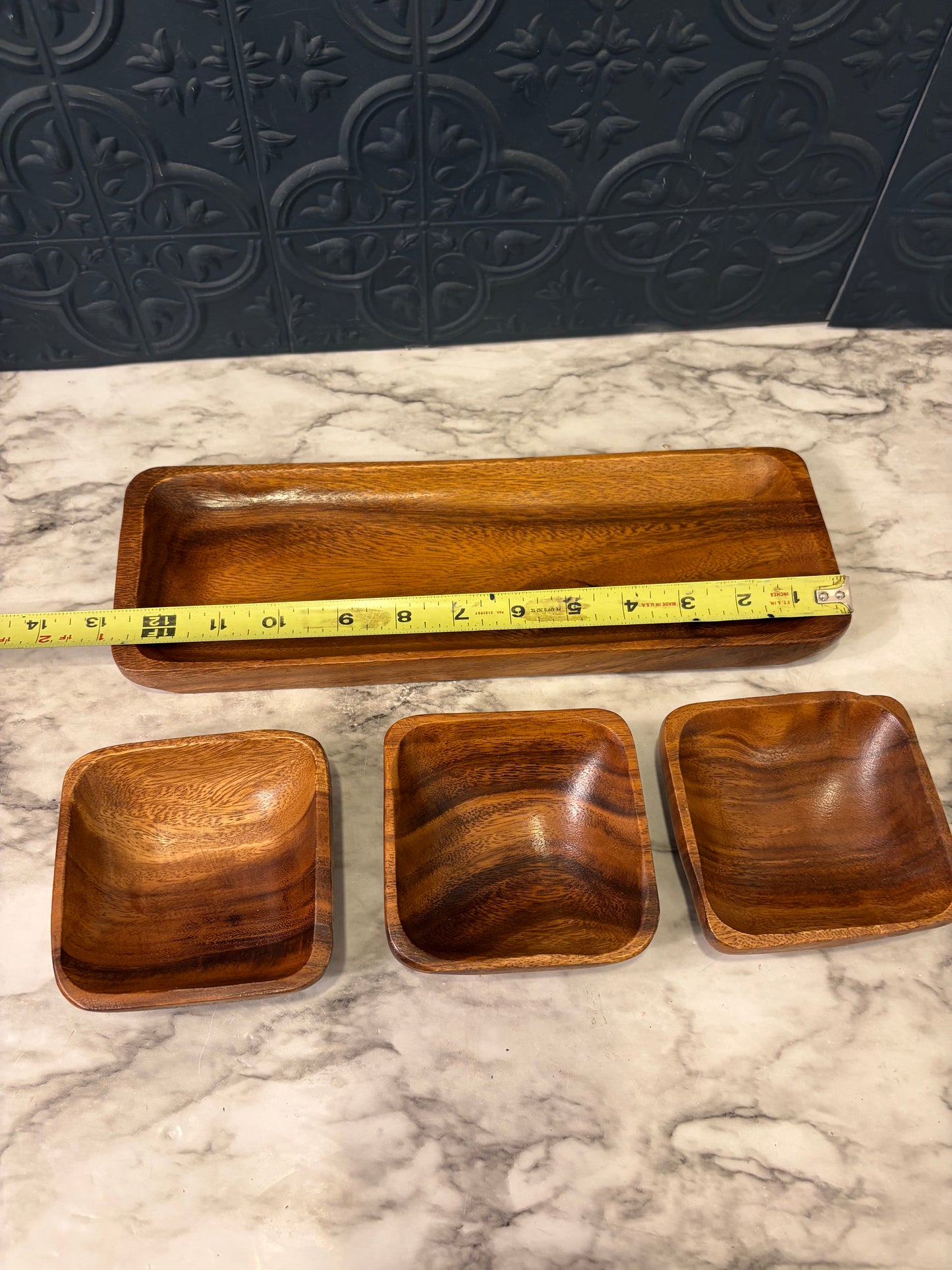 Monkey Pod Wood condiment tray