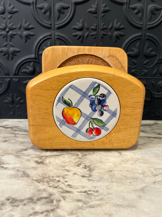 Cork and Wood Coaster Set