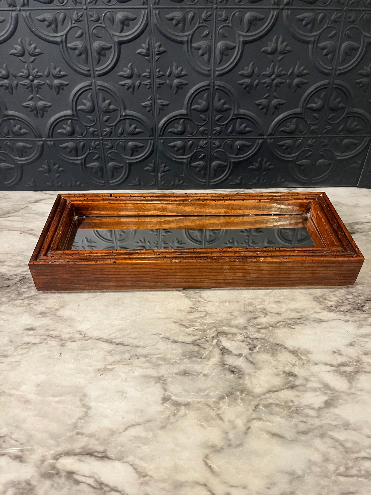 Chunky Wood Rectangle Mirror Tray