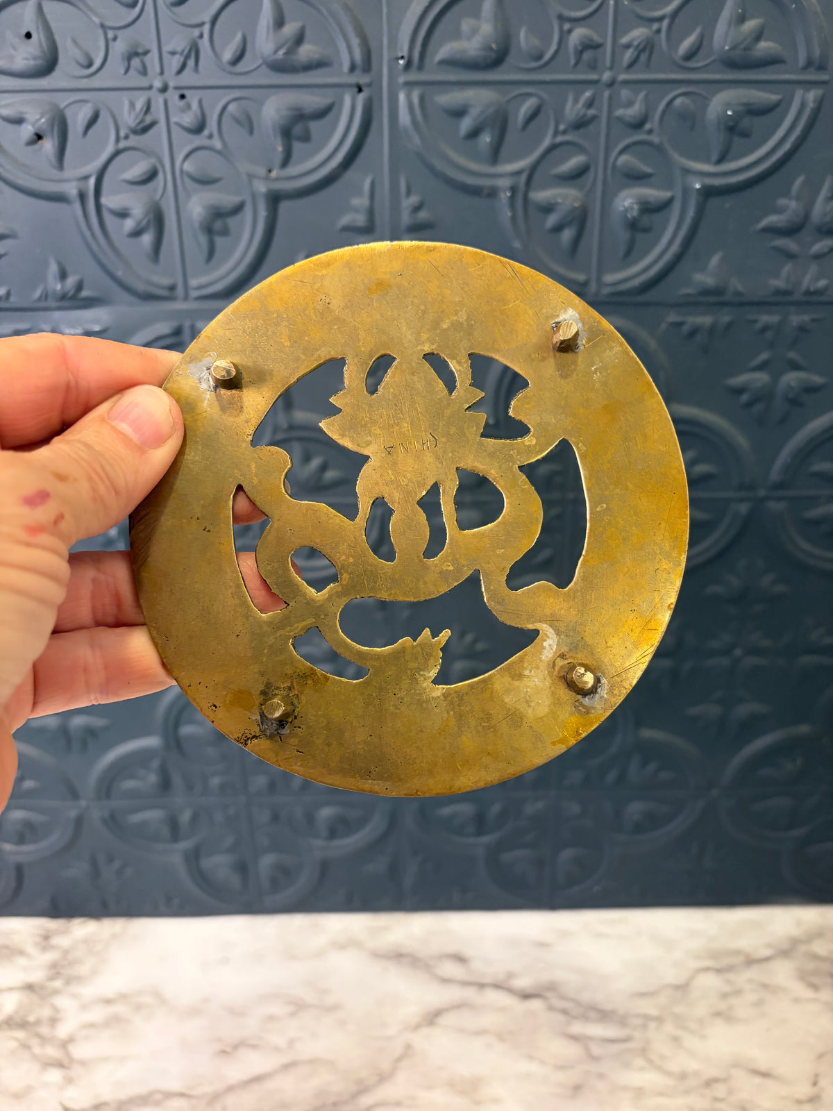 Brass Trivet with Dragon