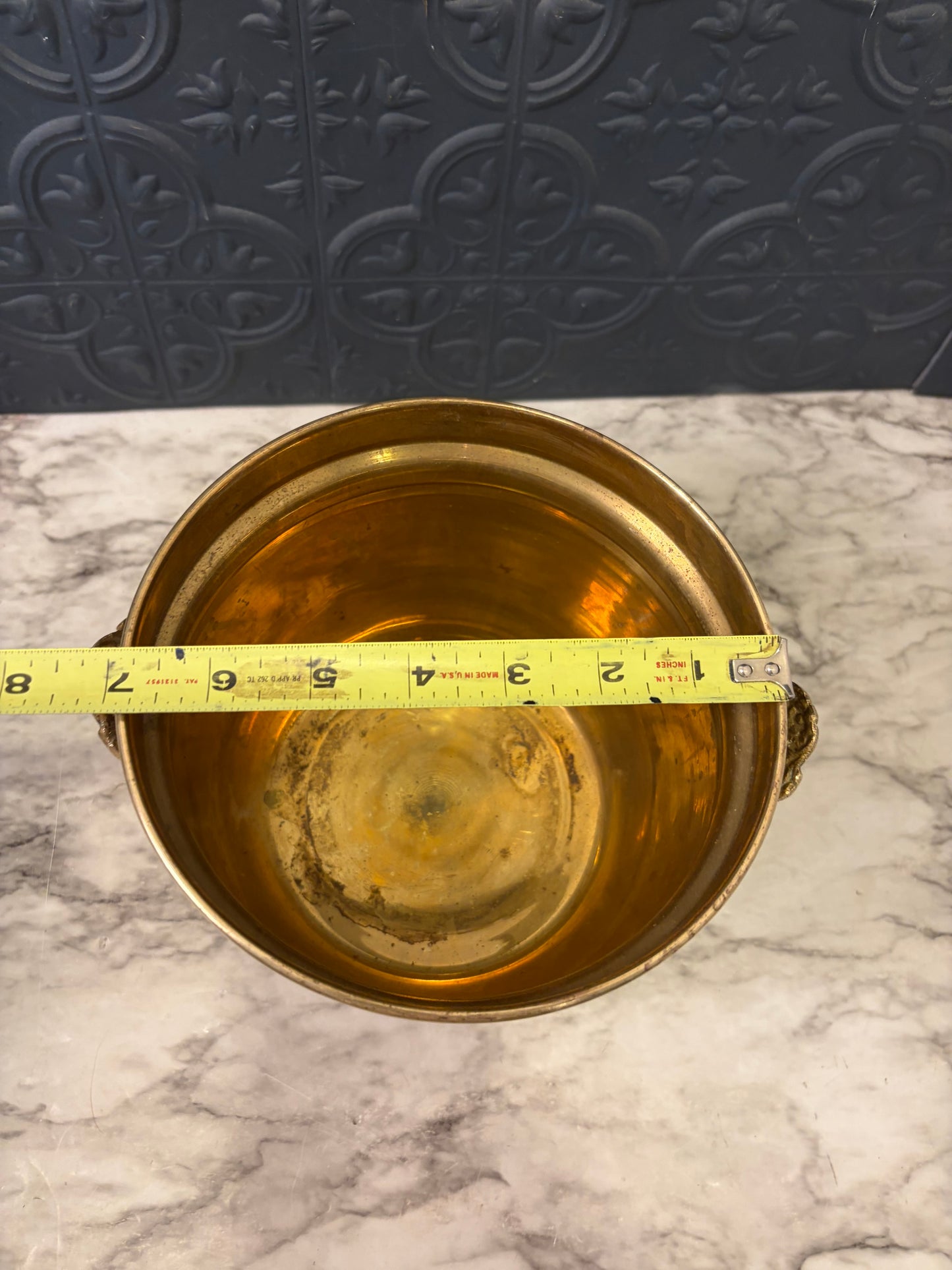 Brass Pot with Handles and Feet 6"