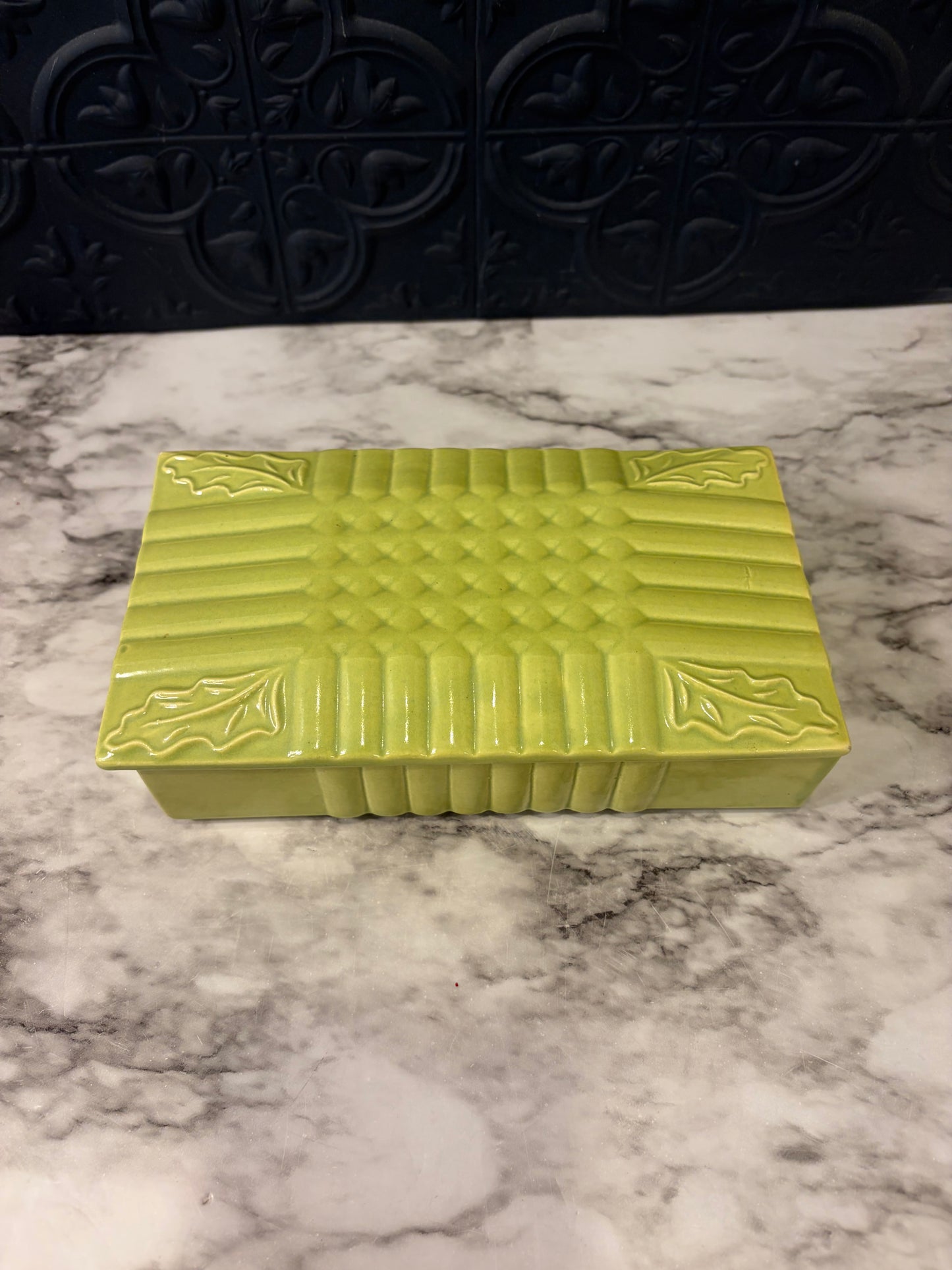 Lime Green California Pottery Box with Lid