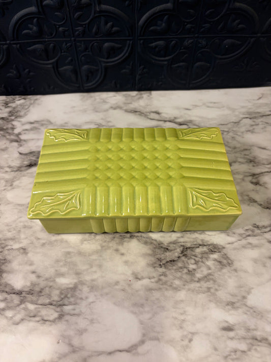 Lime Green California Pottery Box with Lid