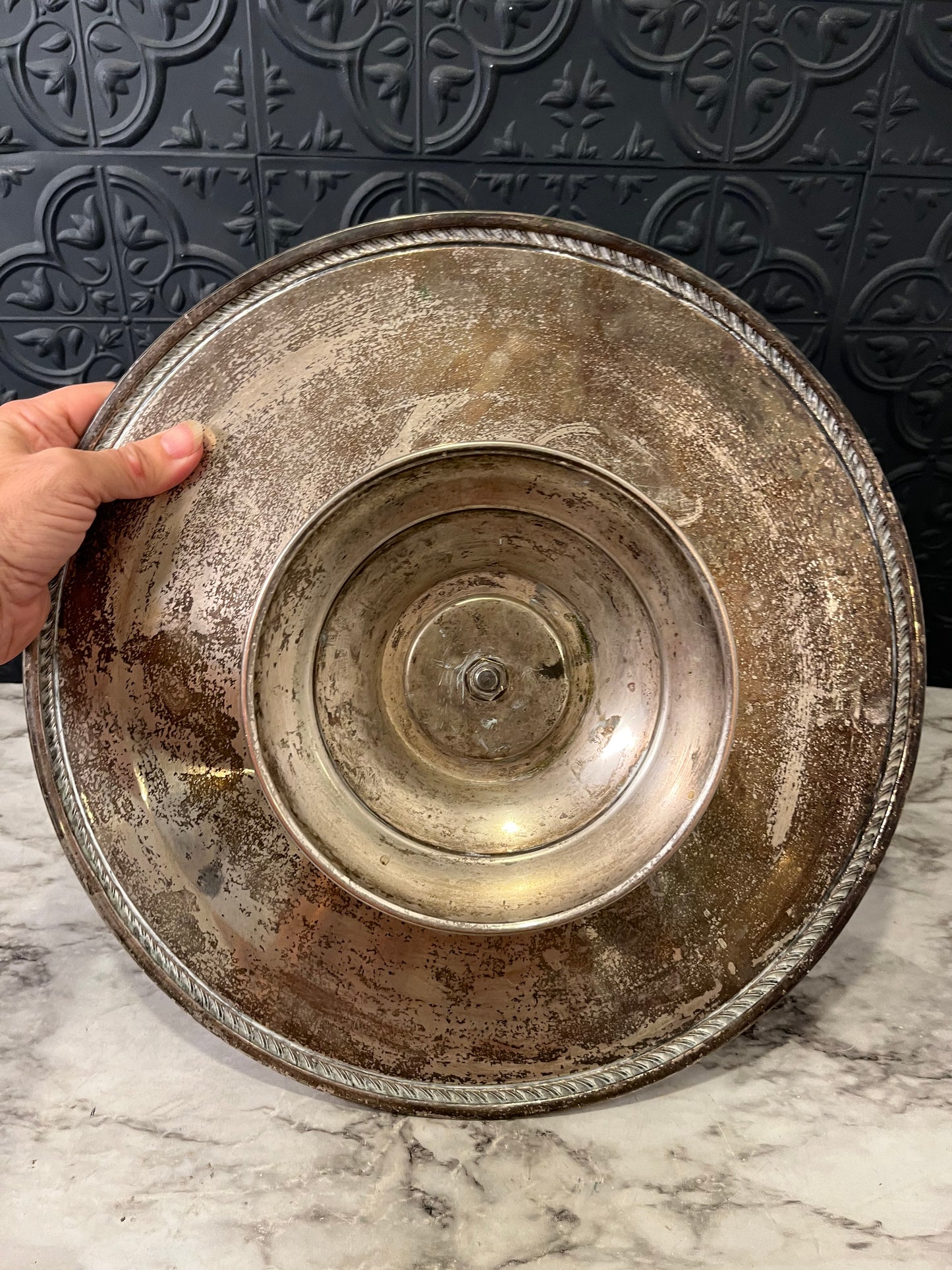 Silver Plate Pedestal platter Lazy Susan