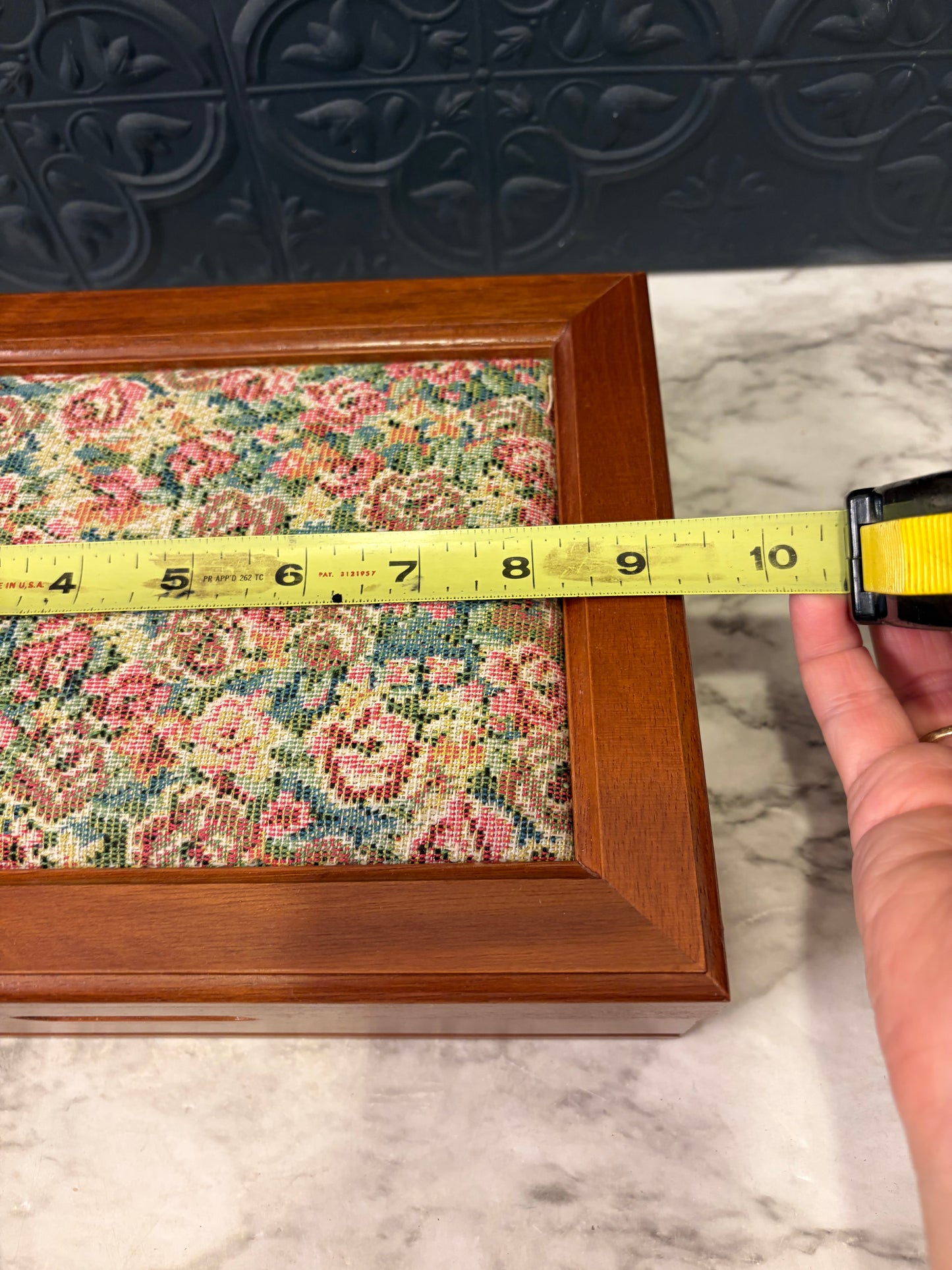 Jewelry Box with Pink Embroidered Top