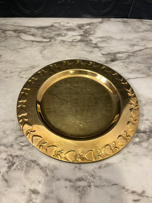 Brass Plate 7" with Heart Relief