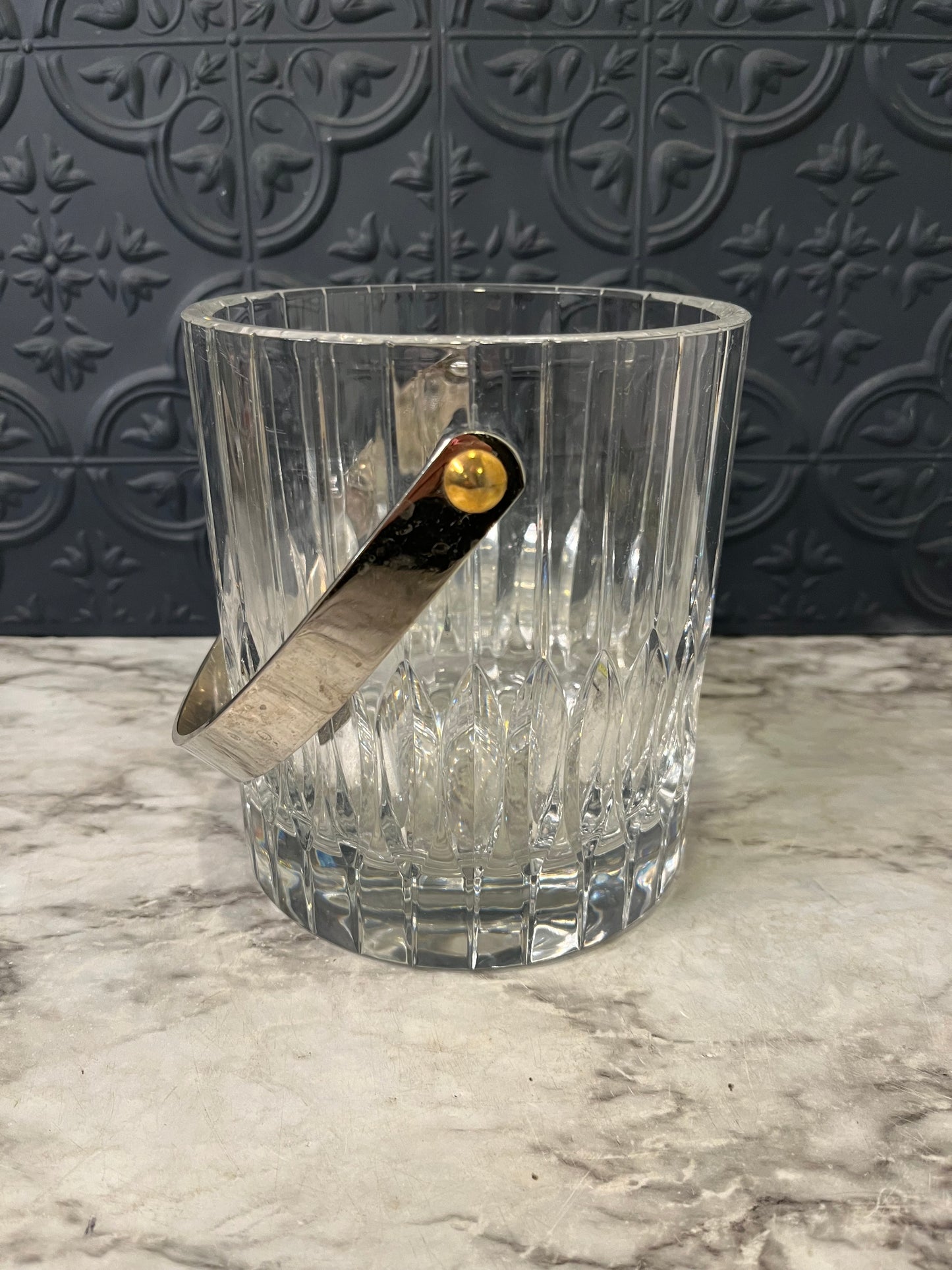 Mikasa Cut Glass Ice Bucket with Handle