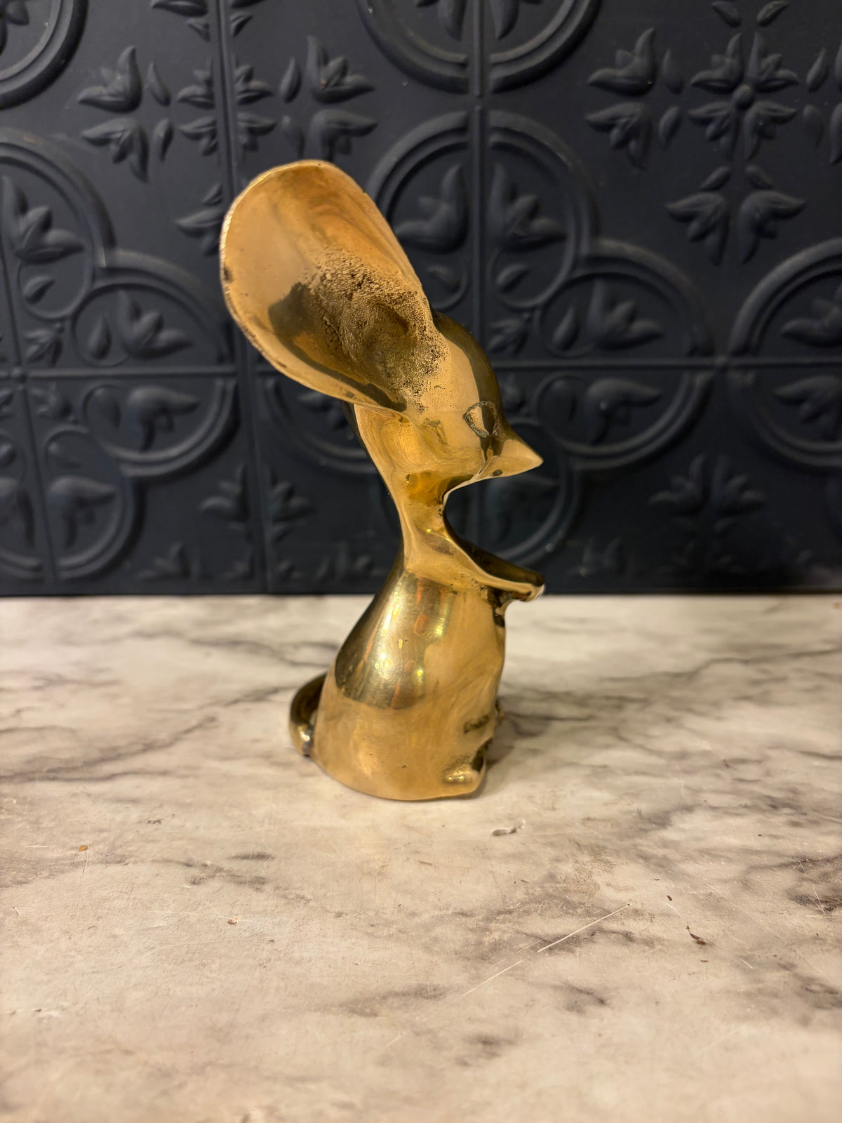 Vintage Brass Mouse with Large Ears