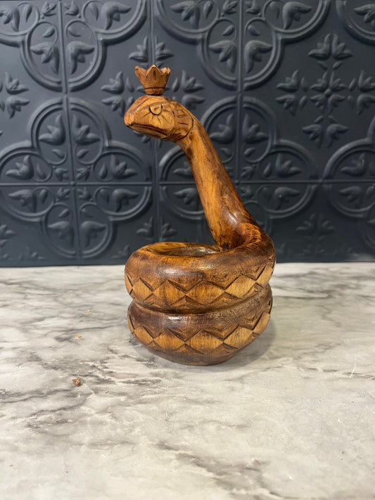 Hand Carved Snake Bowl
