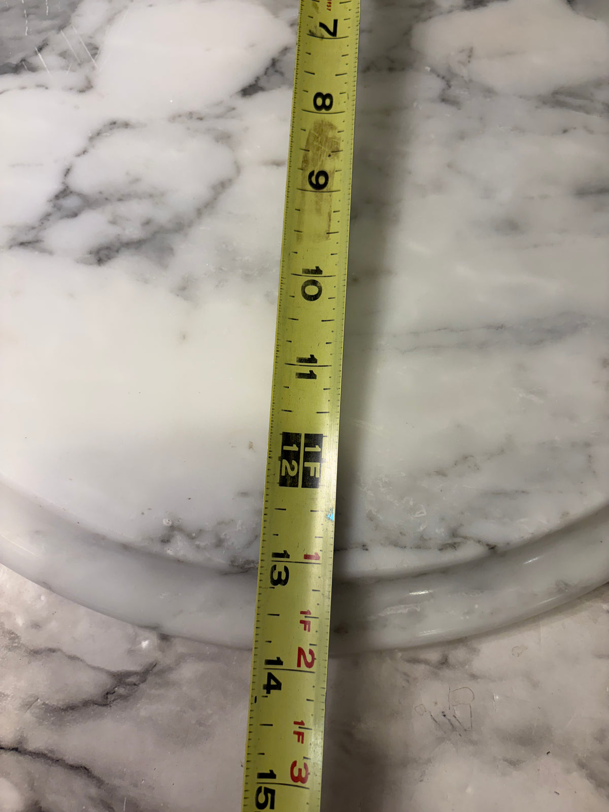 14" Round Marble Tray Grey and white