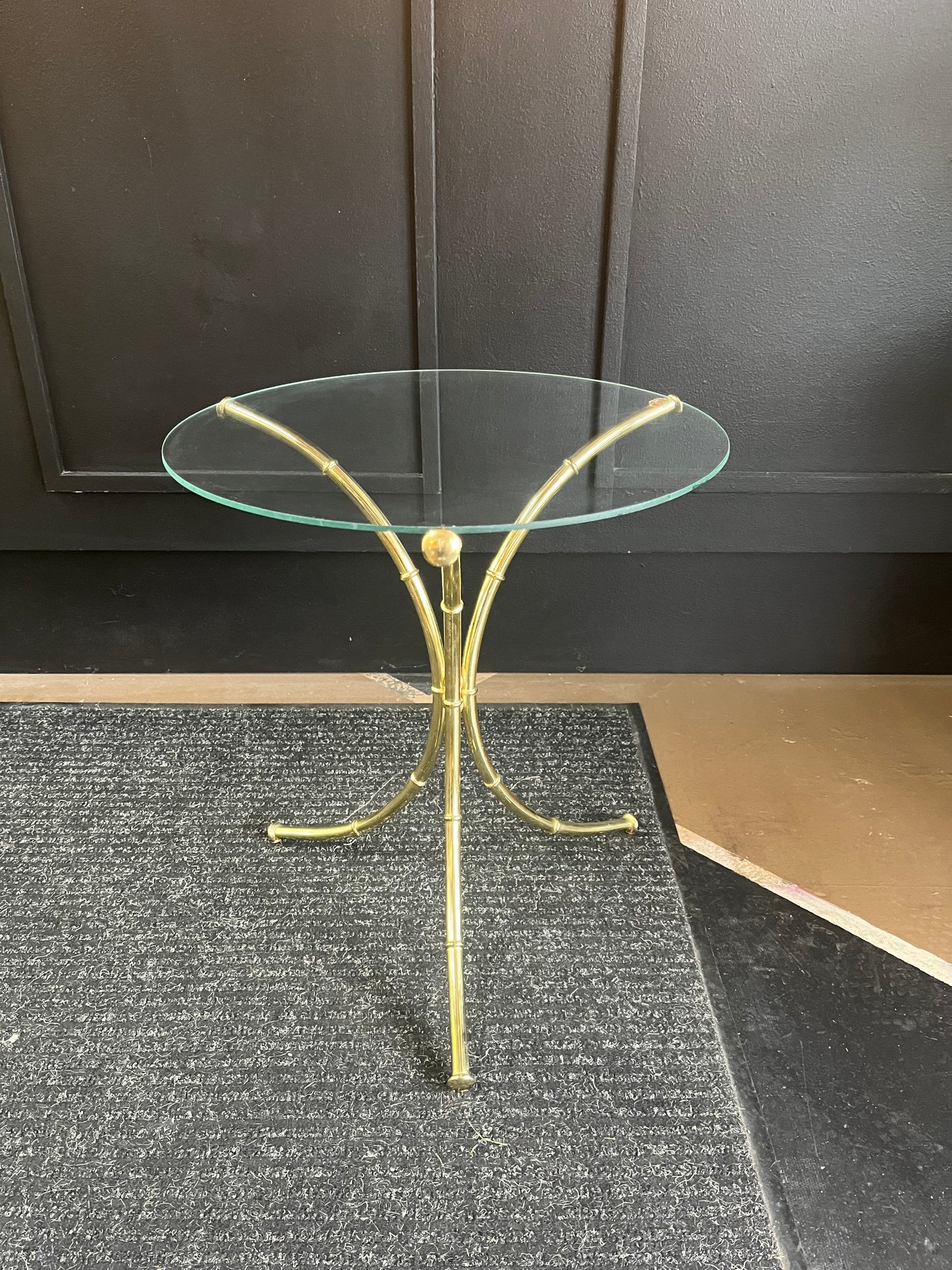Small Brass and Glass Round Side Table