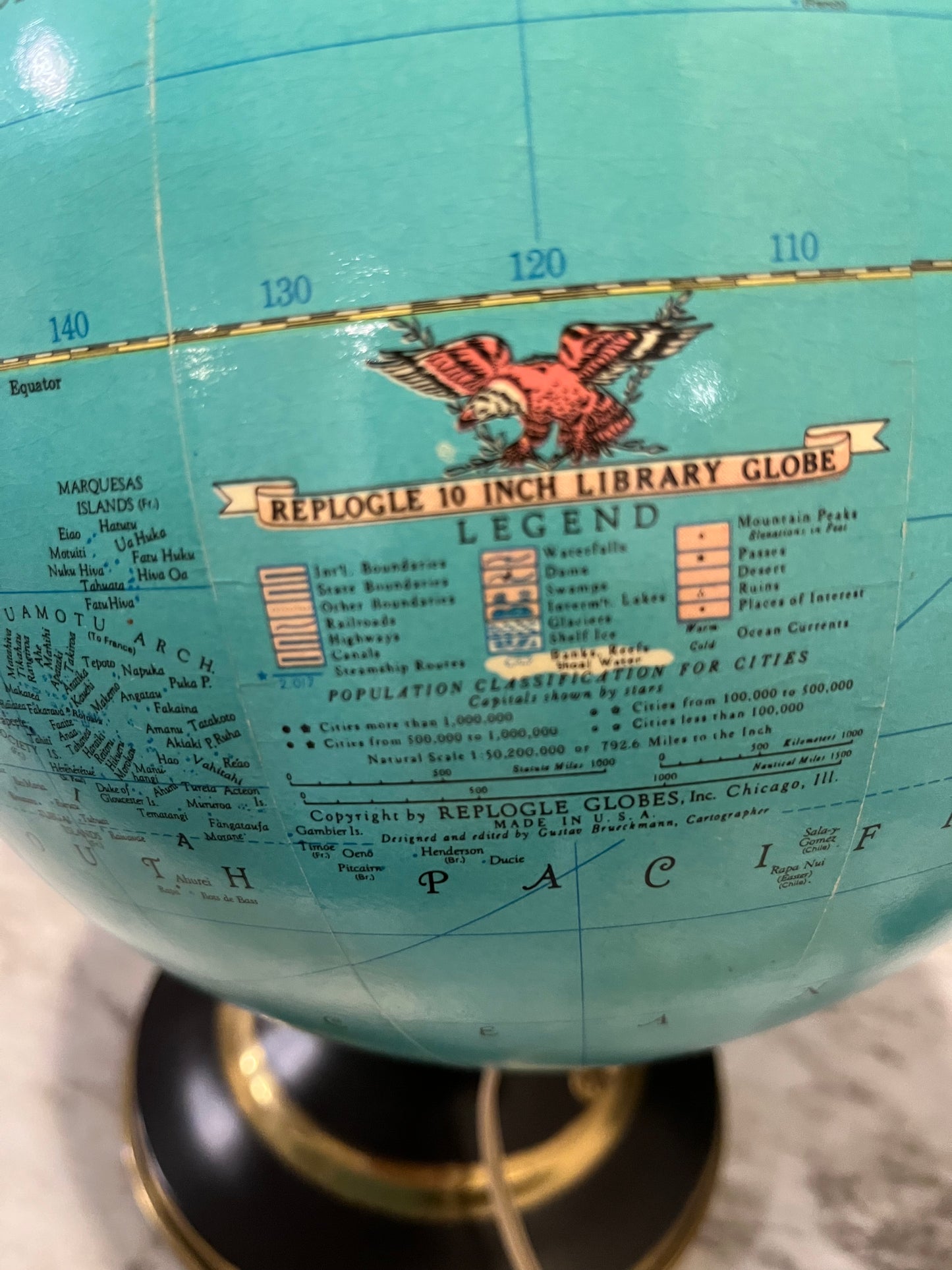 Vintage Illuminated Globe 10"