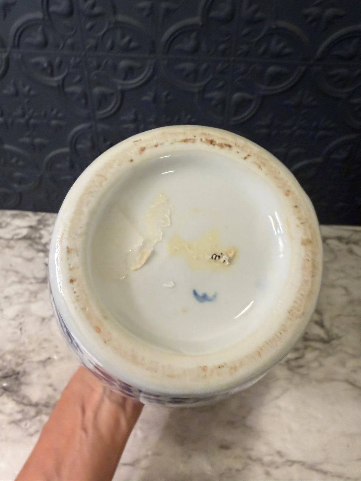 Chinoiserie Koi Fish Blue and White Vase