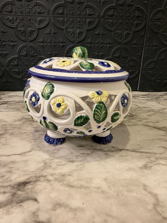 WBI Ceramic Painted Dish with Cutouts