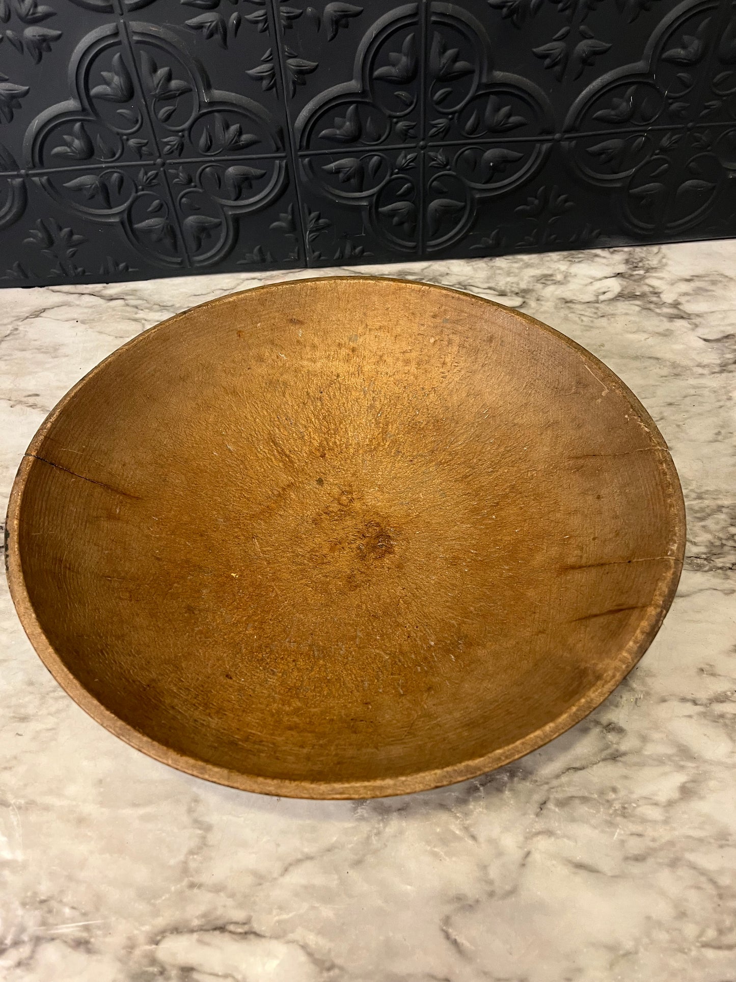 Wood bowl with distressed green bottom