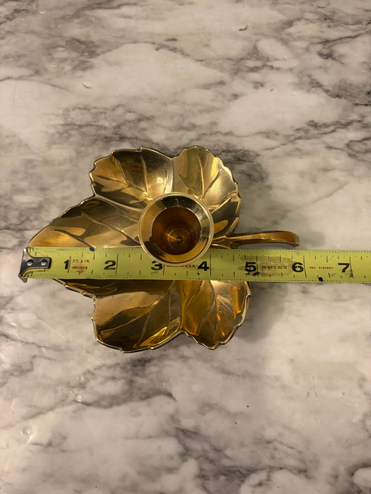 Brass Sugar Maple Leaf Candle Holder