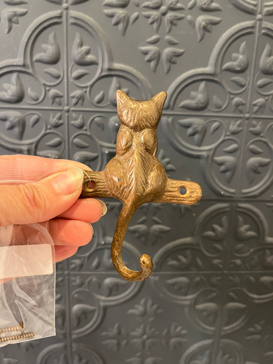 Brass Cat Wall Hook