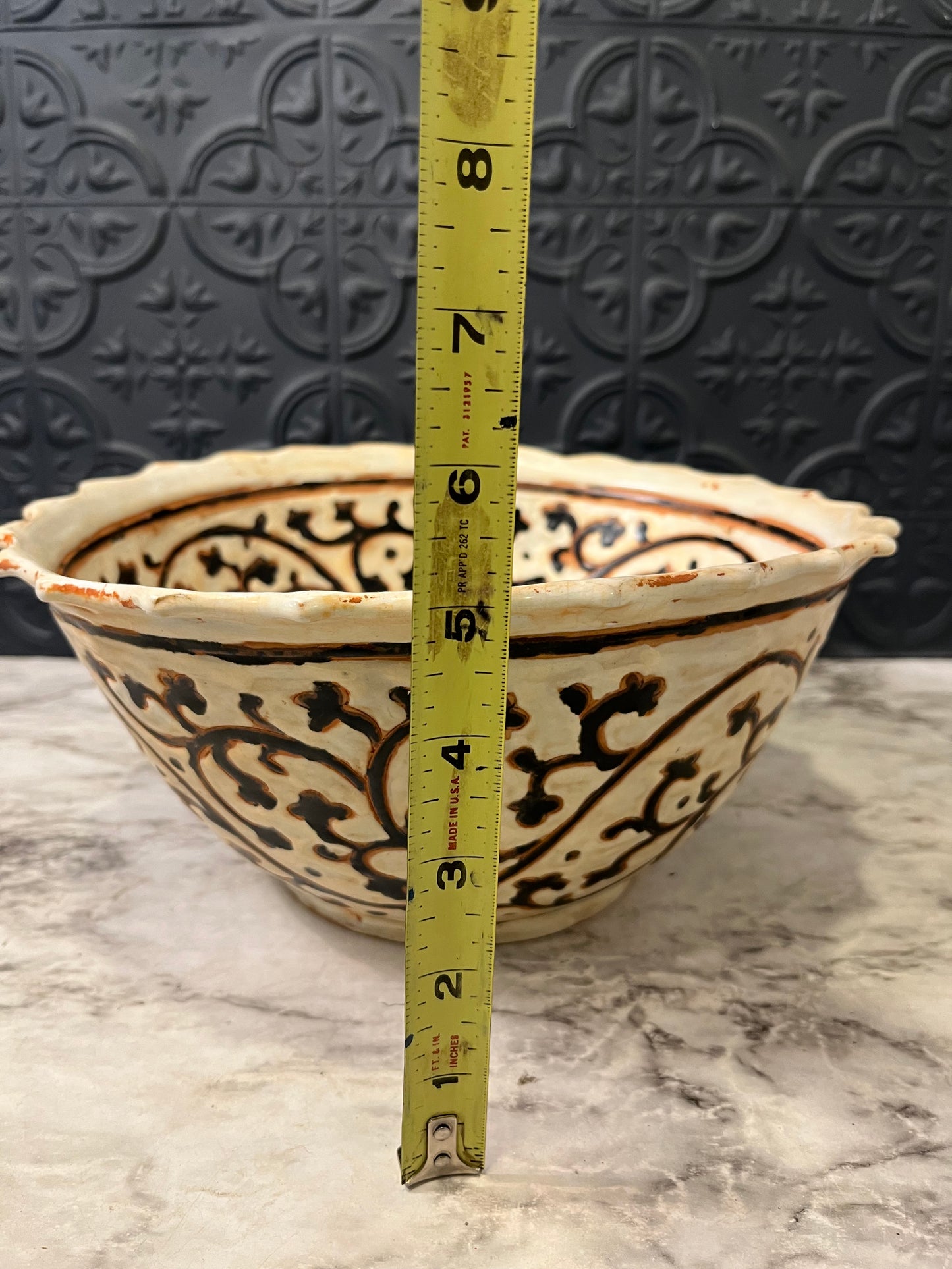 Handcrafted Terracotta bowl with Painted Design