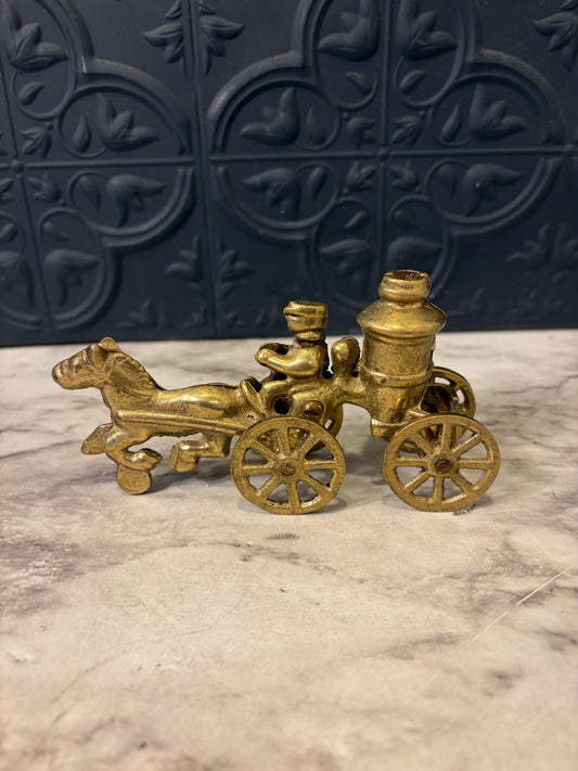 Brass Horse and Carriage with Fire Pump