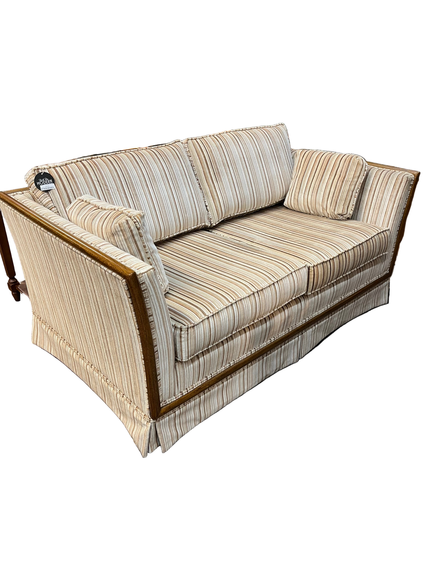 Broyhill  Cream and Brown Stripe Loveseat