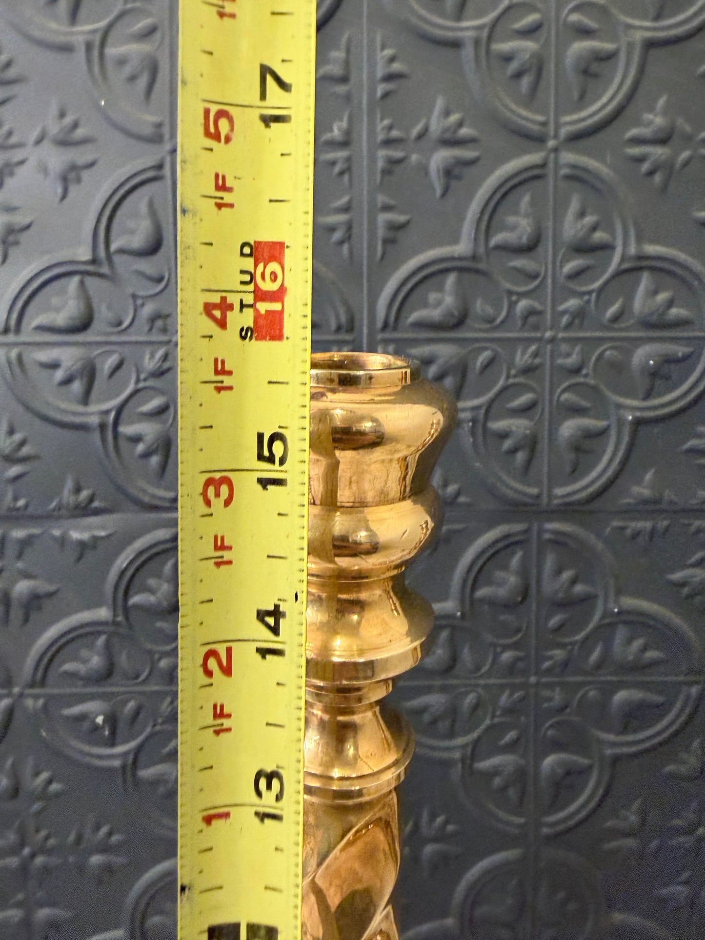 15" Brass Candlesticks with Twisted Stem x2