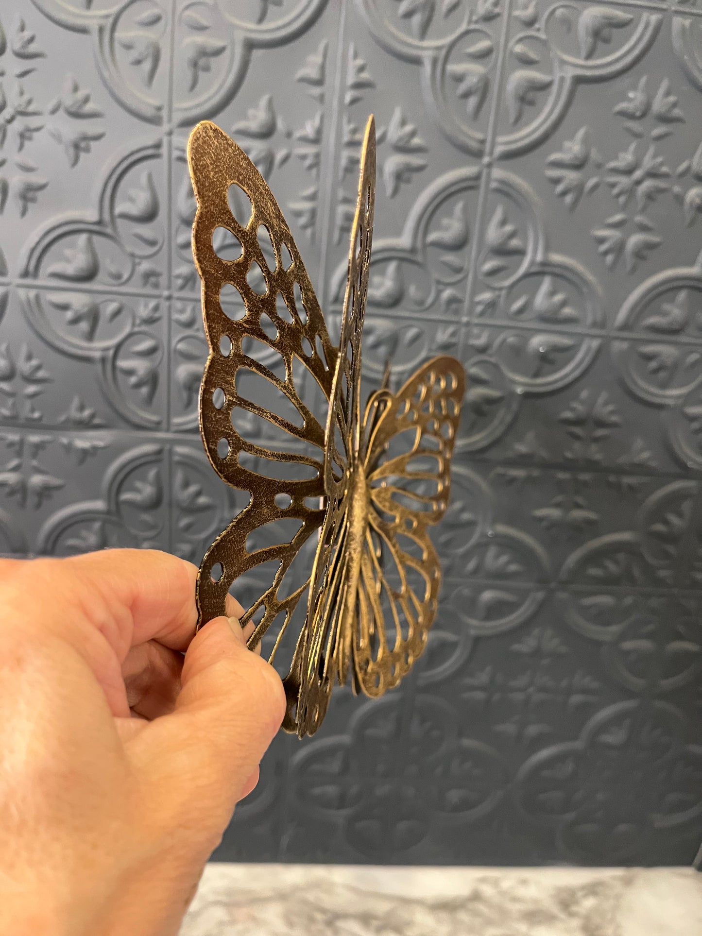 Gold Finish Metal Butterfly