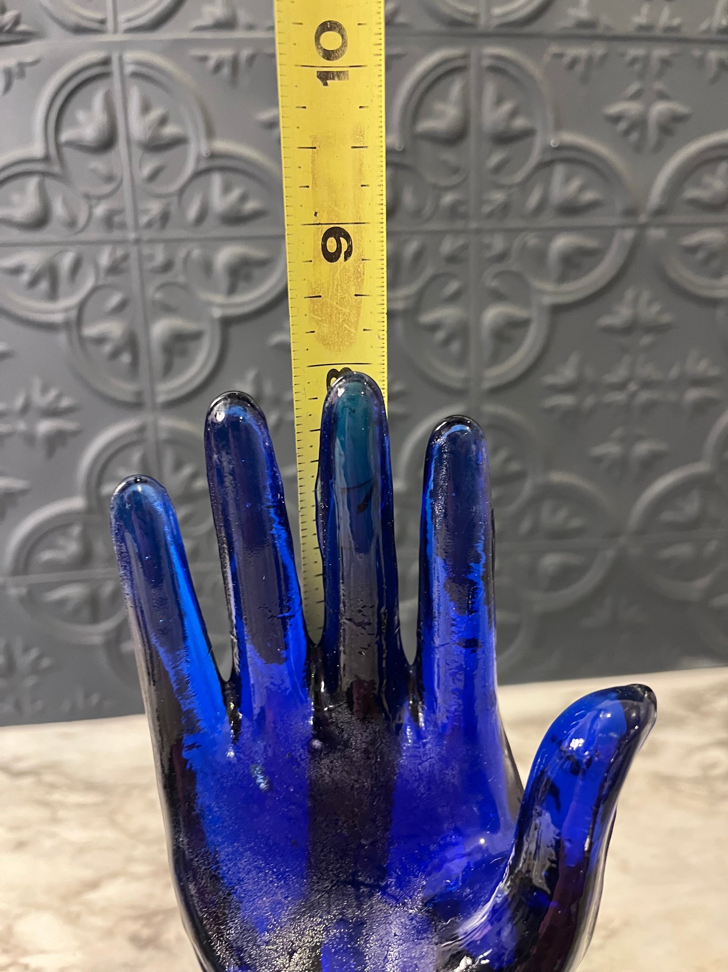 Blue Glass Hand 8"