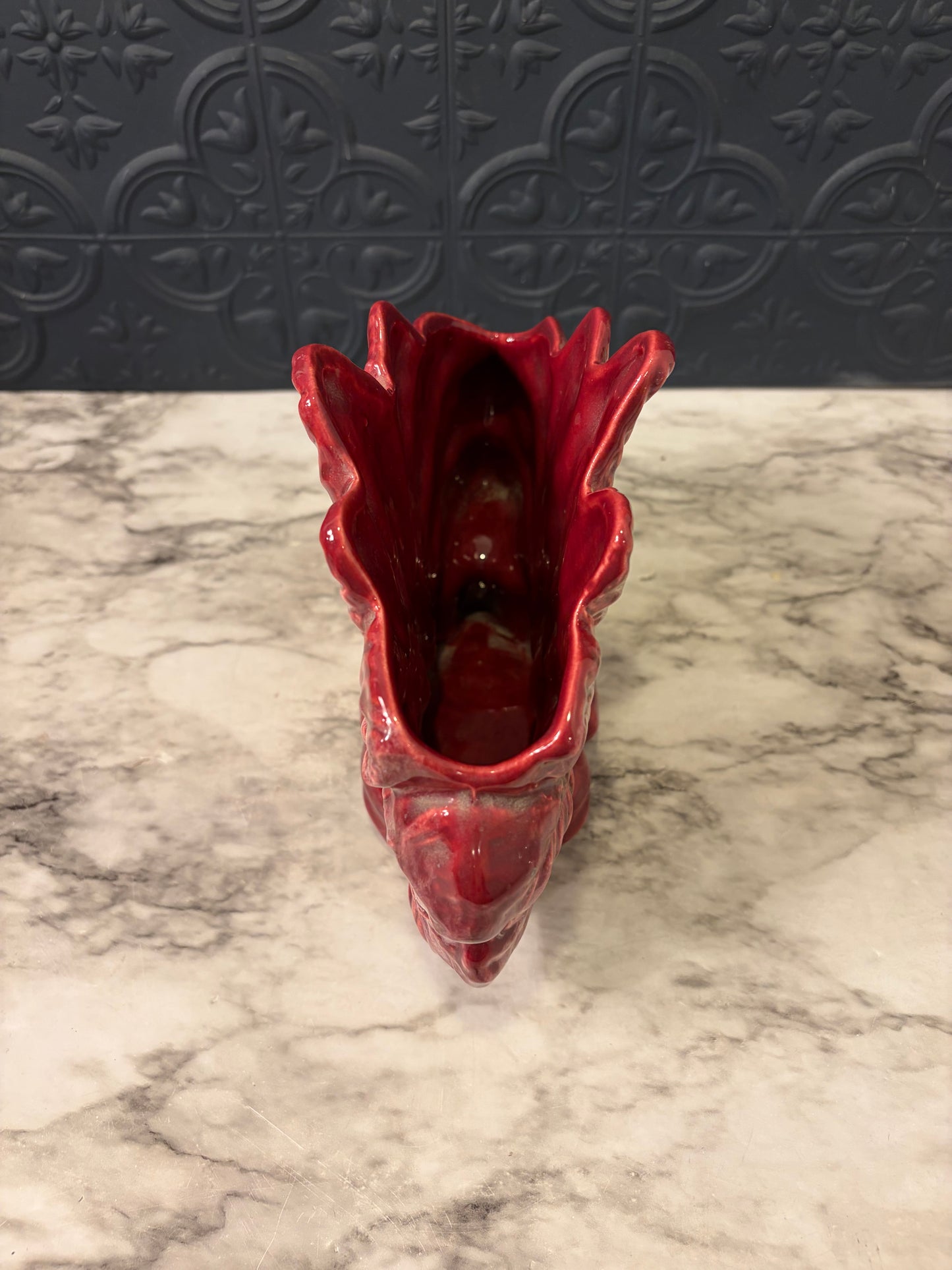 Haegar Red Ceramic Feather Vase