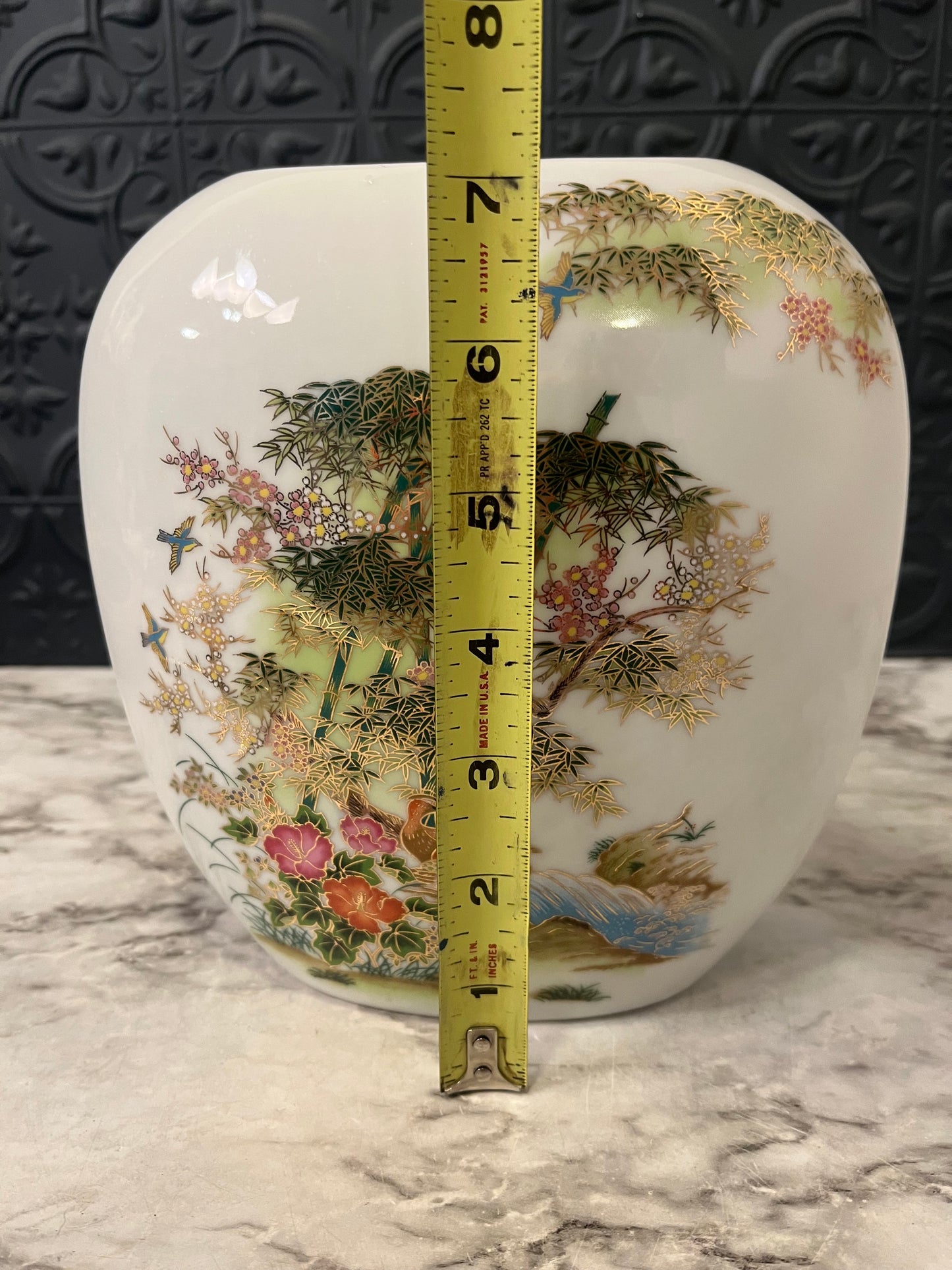 Japanese Ceramic Vase with bamboo and ducks
