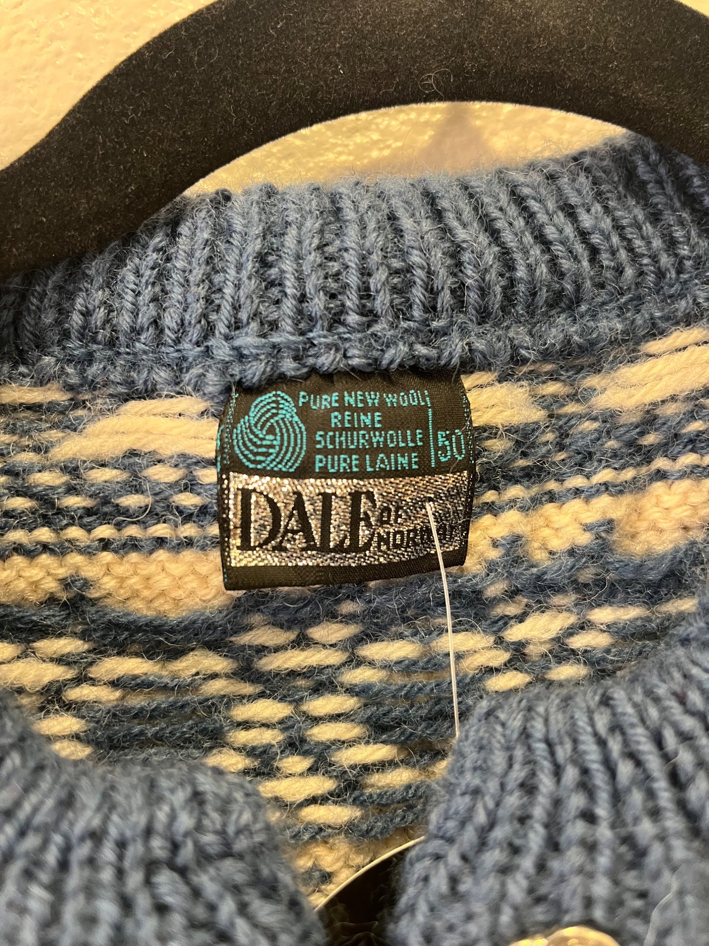 Dale of Norway blue and white sweater