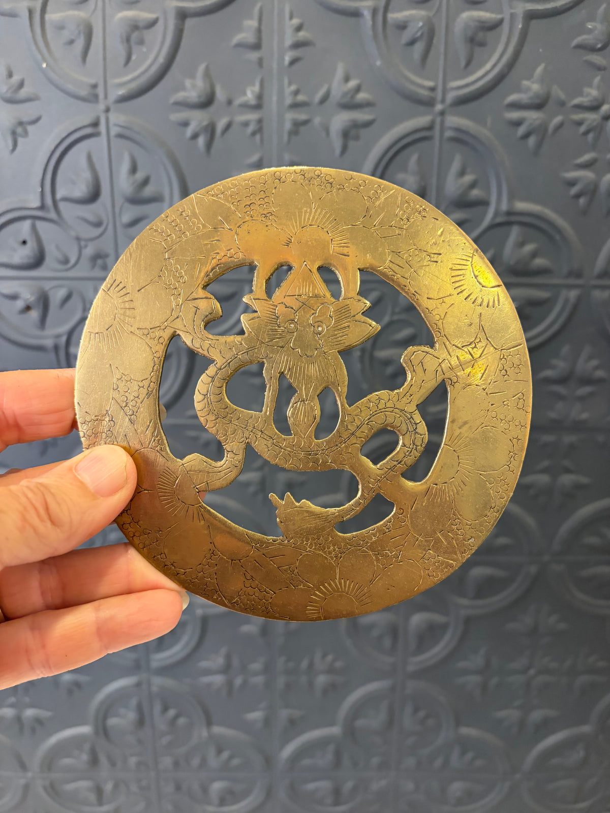 Brass Trivet with Dragon