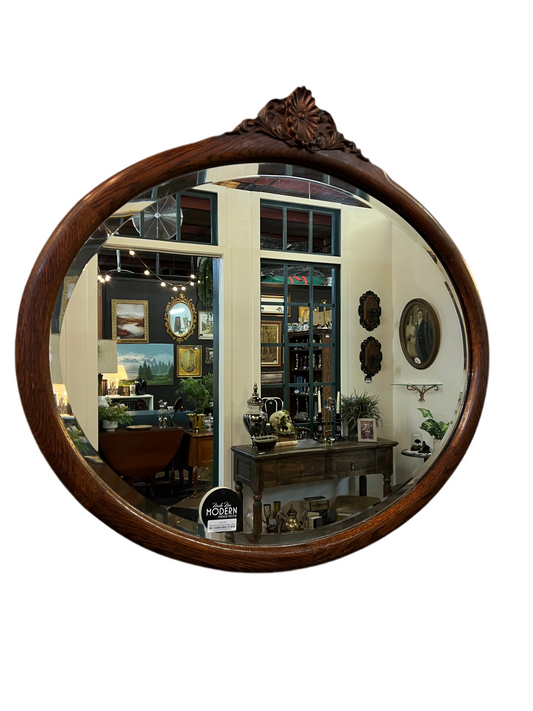 Oval Carved Floral Design with Bevelled Mirror
