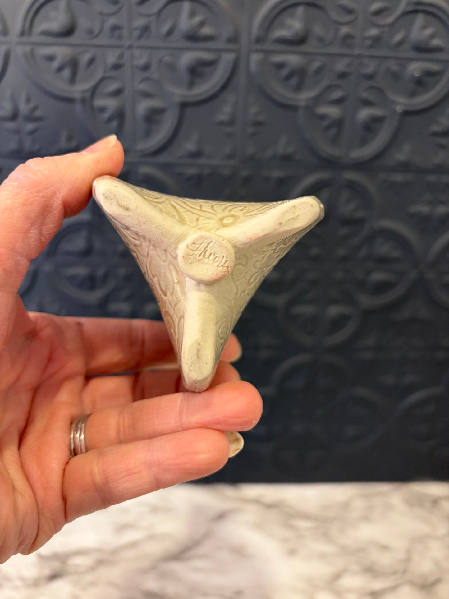 Small Cream Embossed Vase