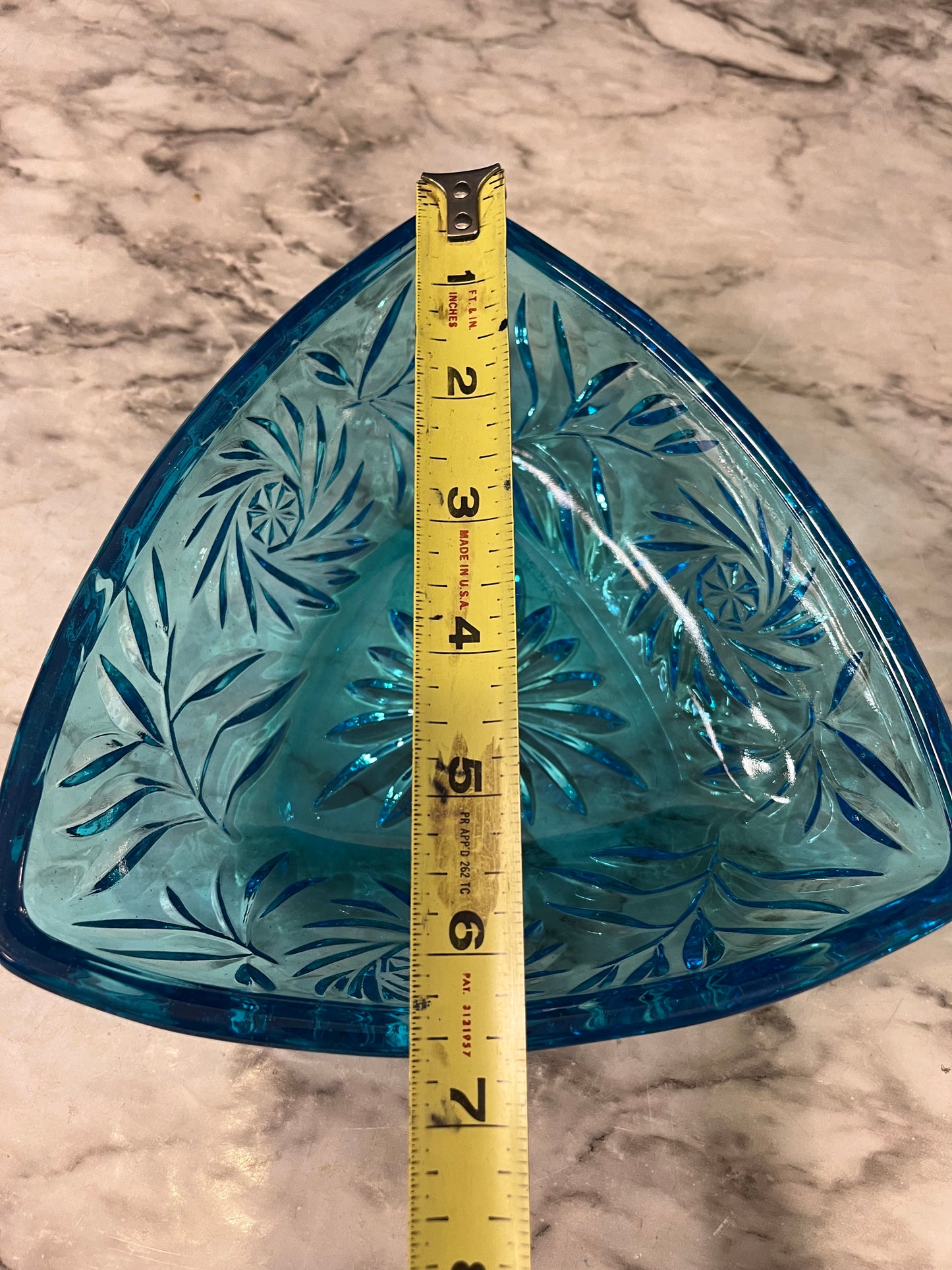Hazel Atlas Blue Glass Triangle Dish