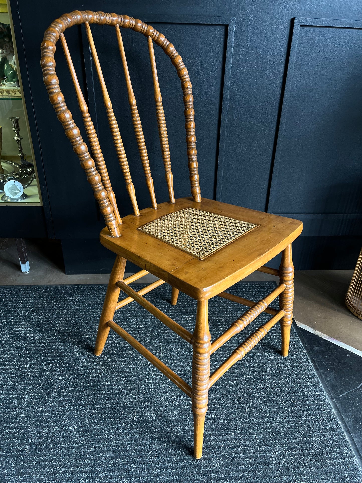 Wood Spindle Back chair with Cane seat