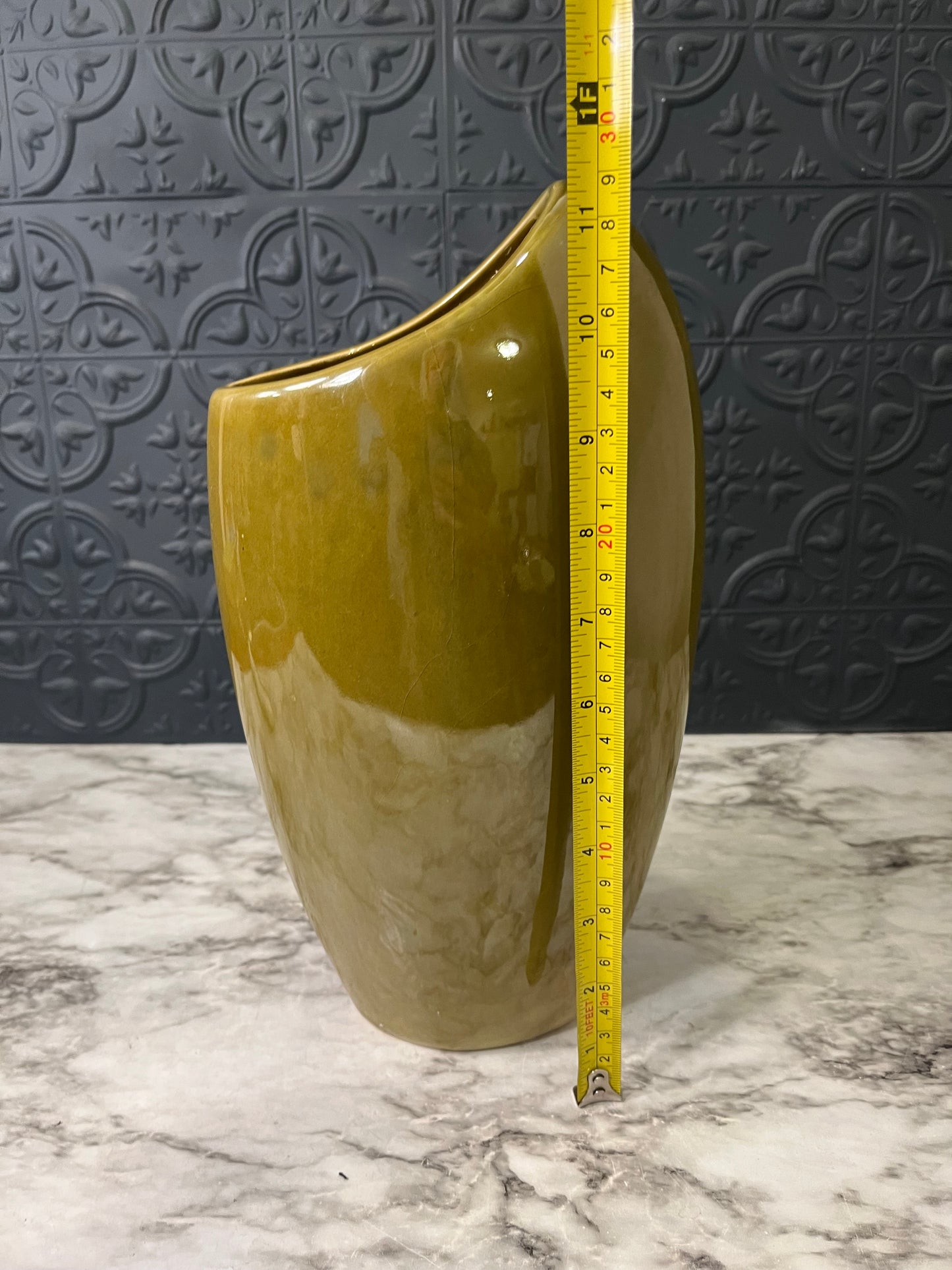 Avocado Green Asymmetrical Vase