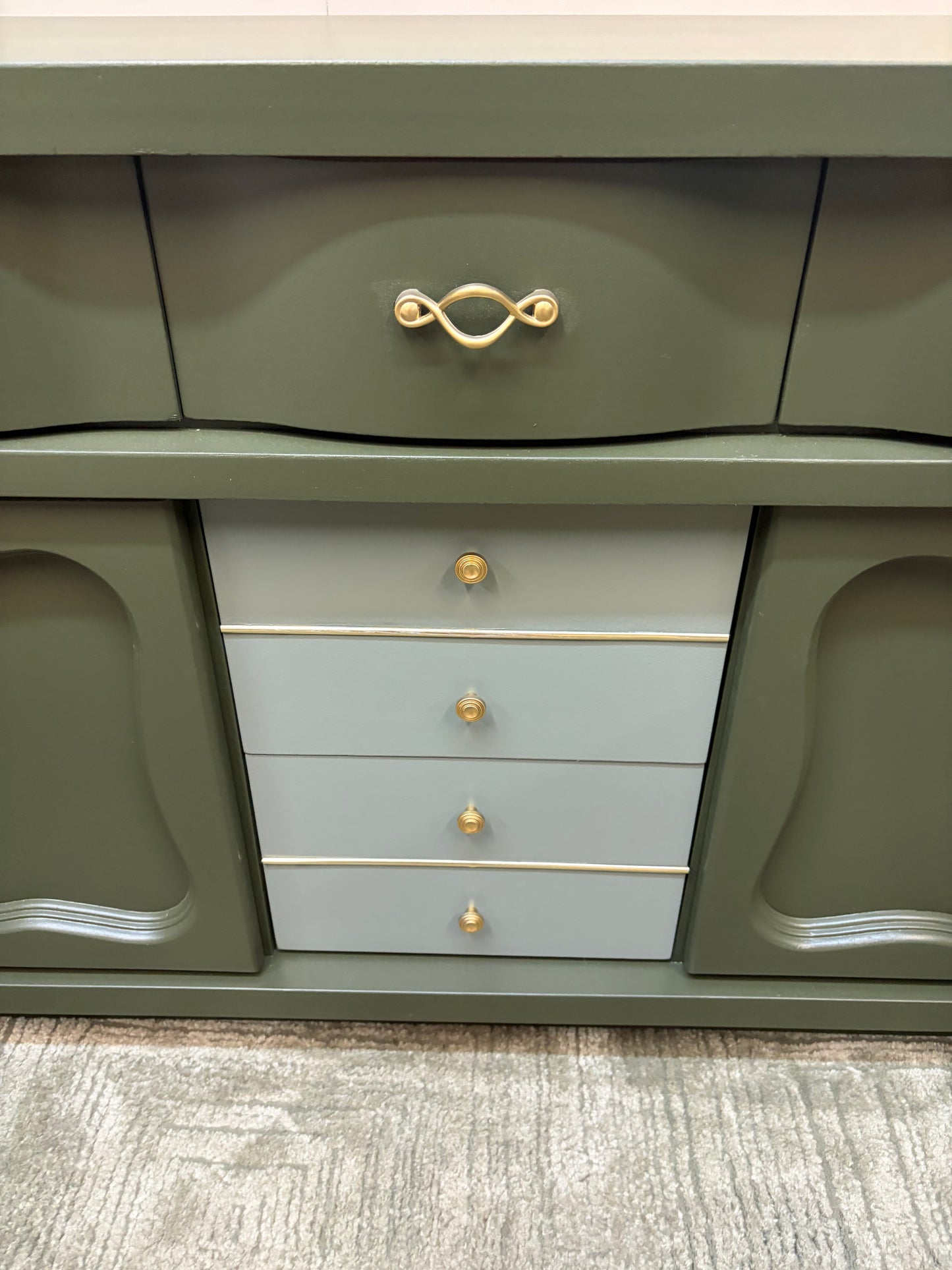 Mid Century Dresser with Two Tone Paint Green