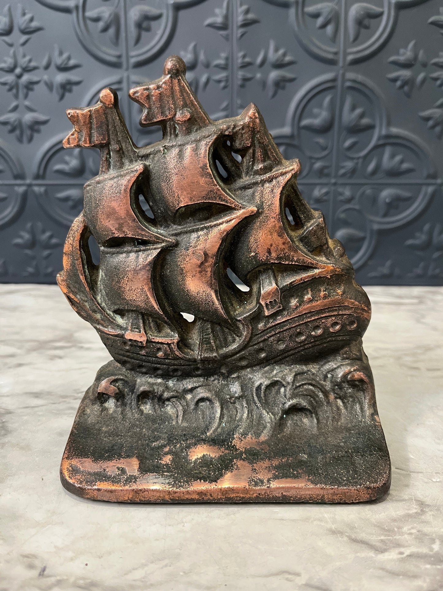 Metal ship bookend or Doorstop