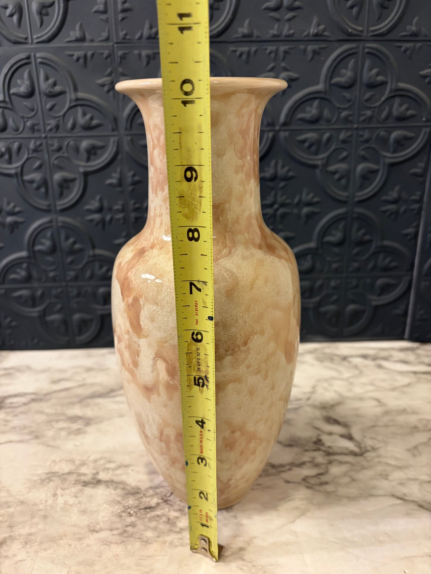 Glazed Travertine Look Vase Made in Japan