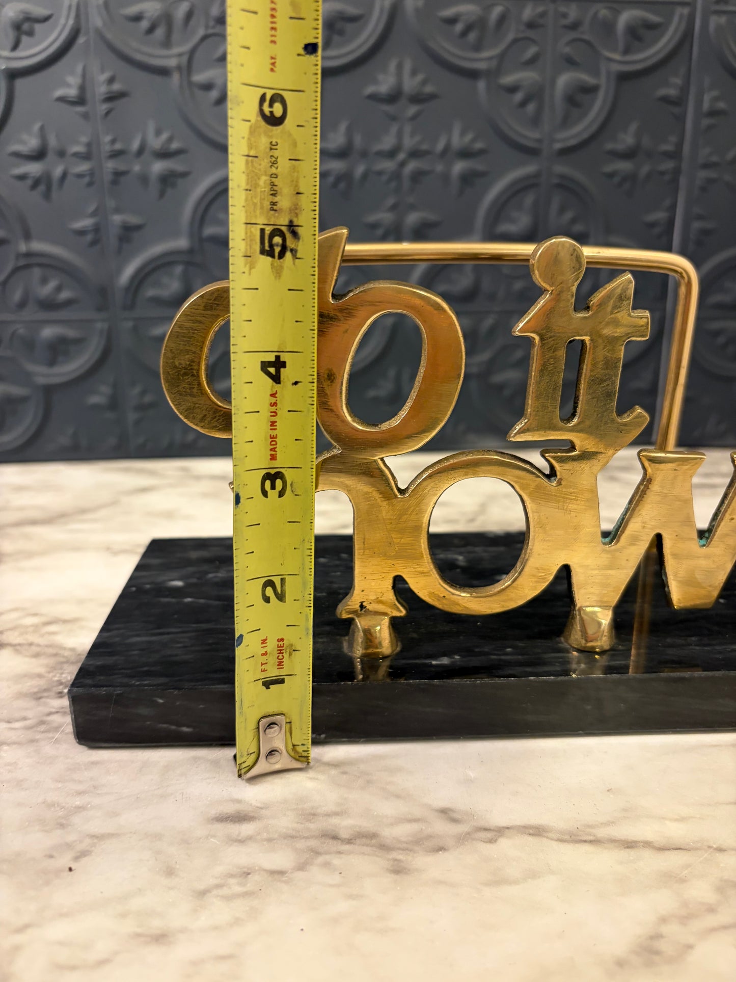 Do it Now Brass Letter Holder on Marble Base