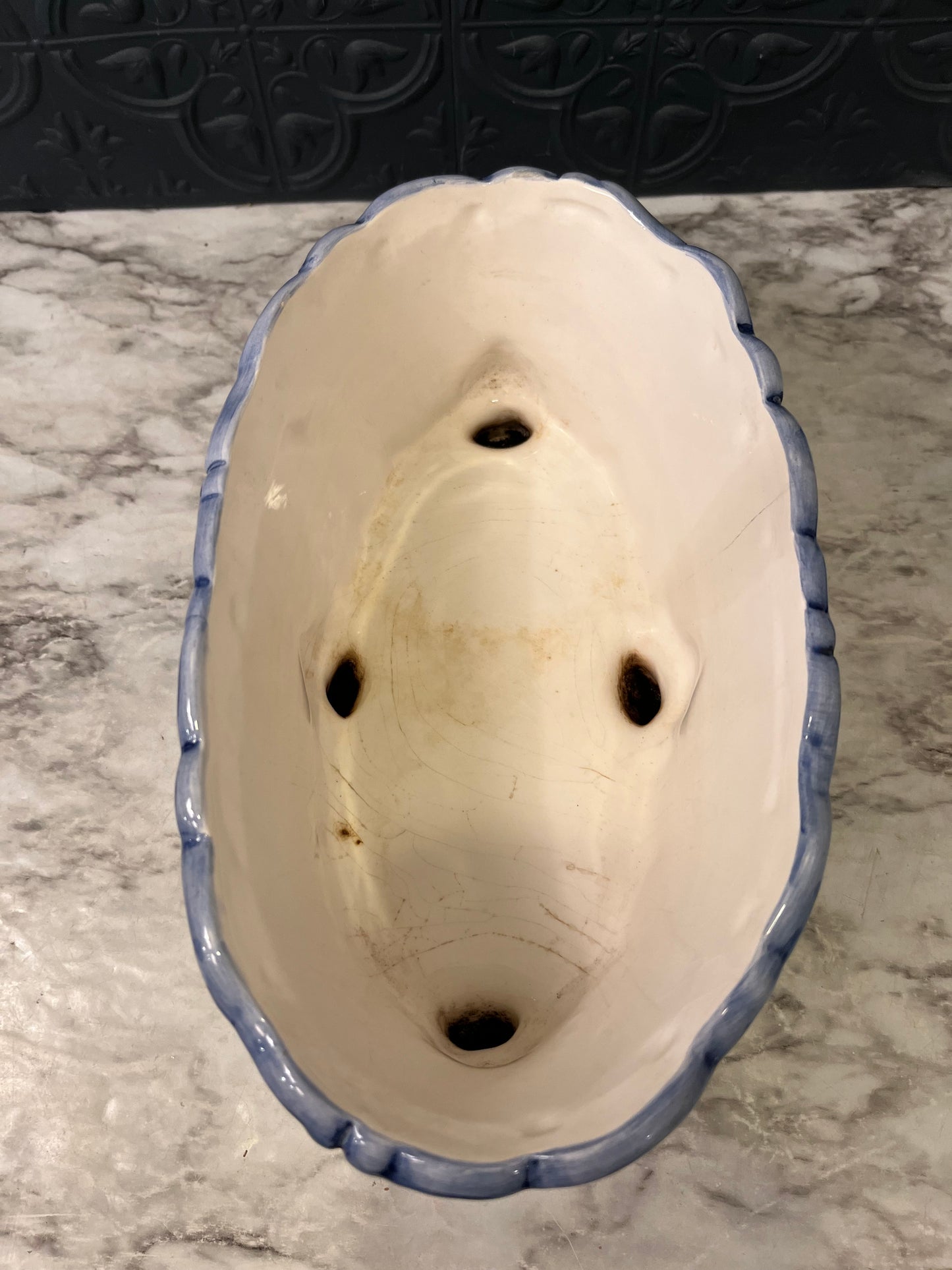 Blue and Yellow Floral Planter AS IS