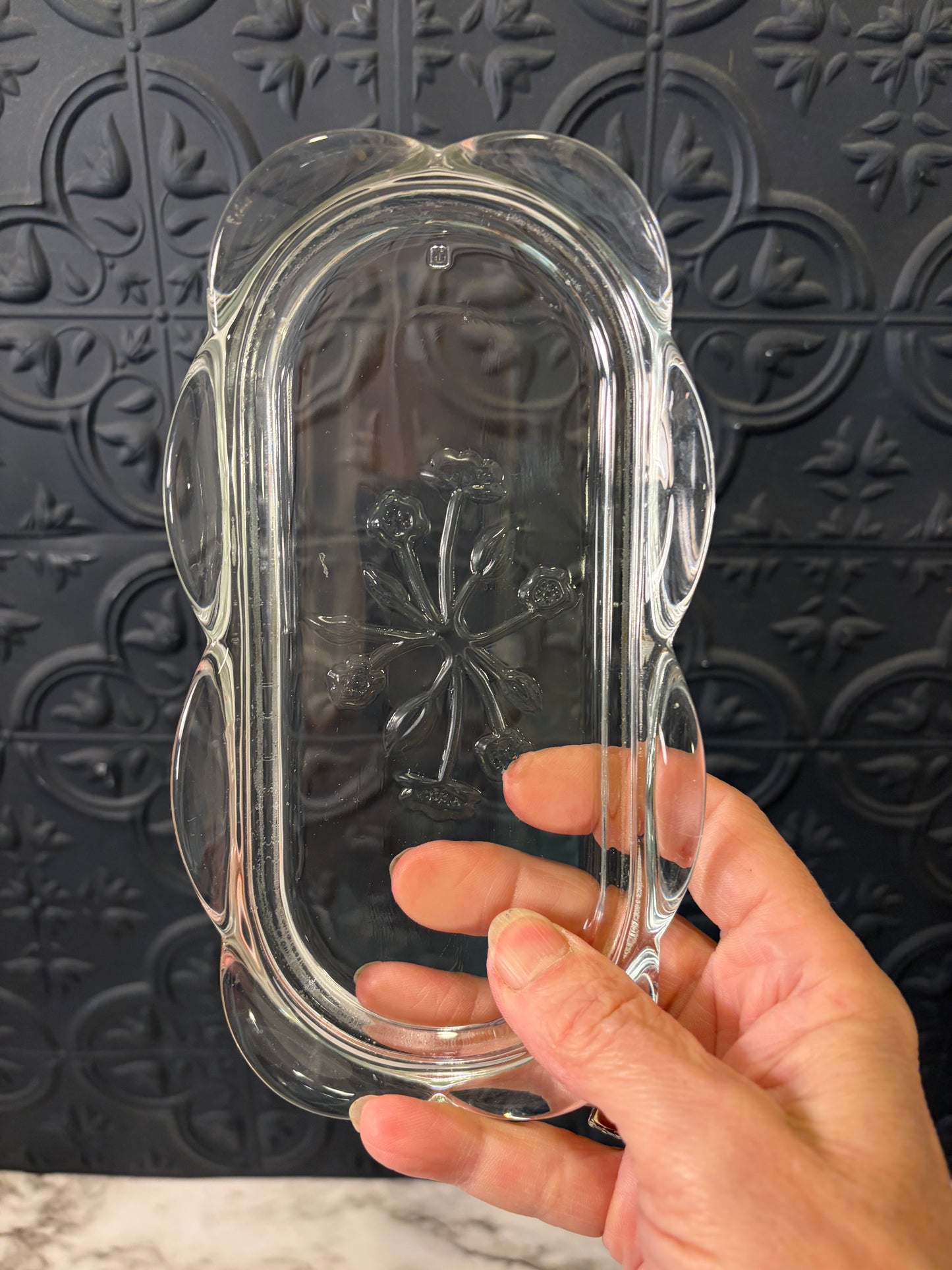 Anchor Hocking Savannah Pattern Glass Butter Dish