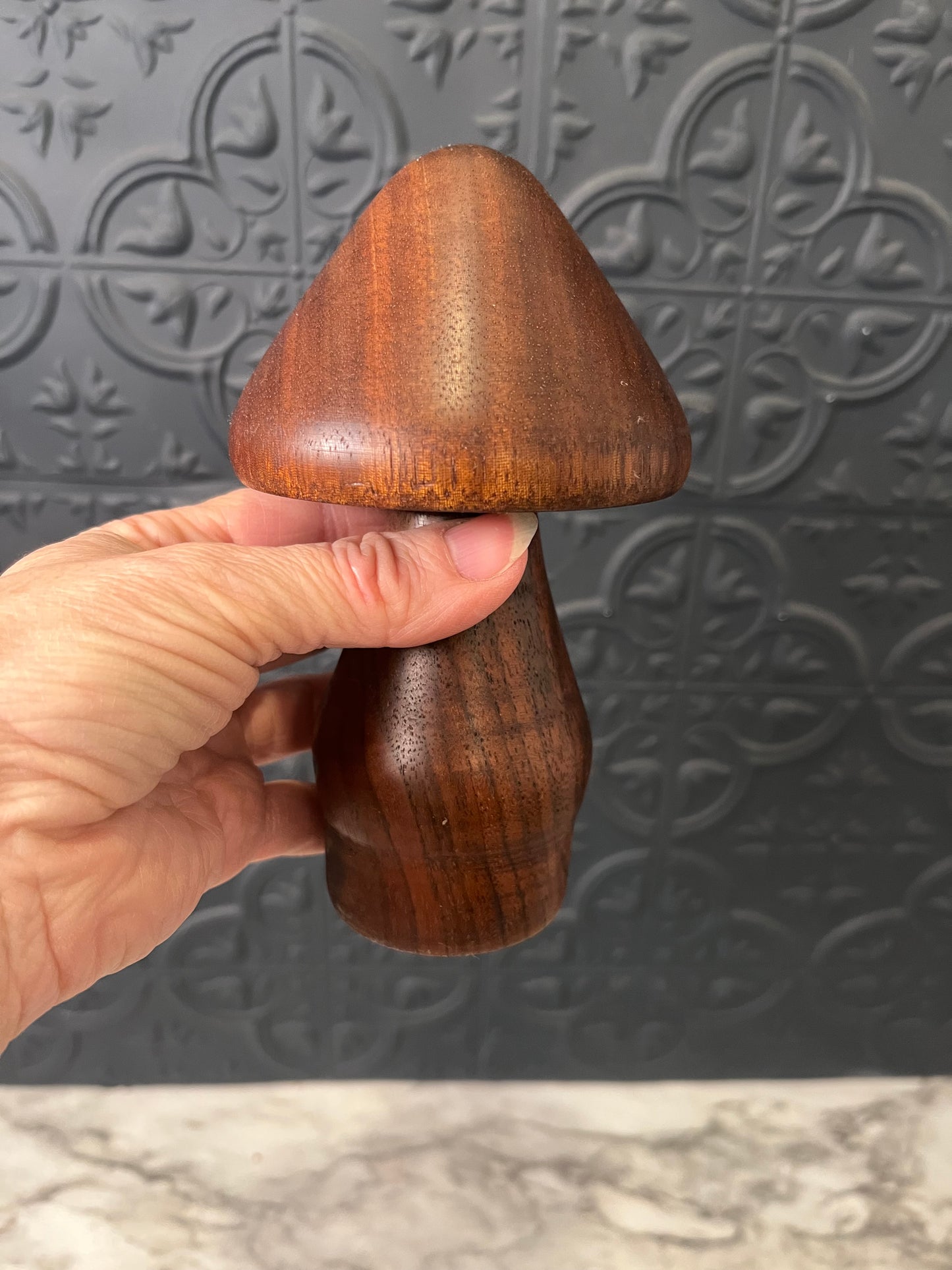 Hand Carved Wooden Mushroom 6"