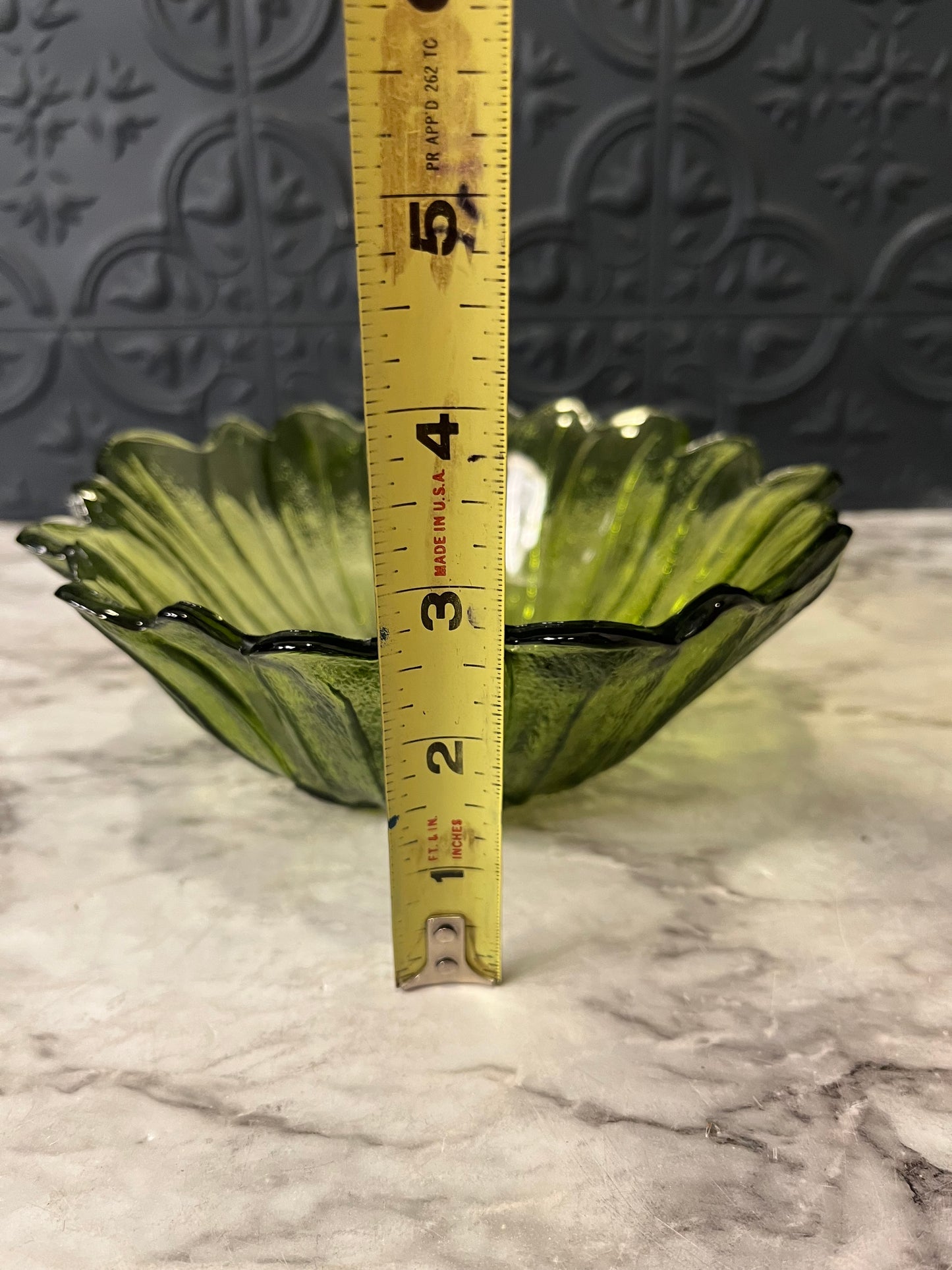 Indiana Green Glass Sunflower Dish