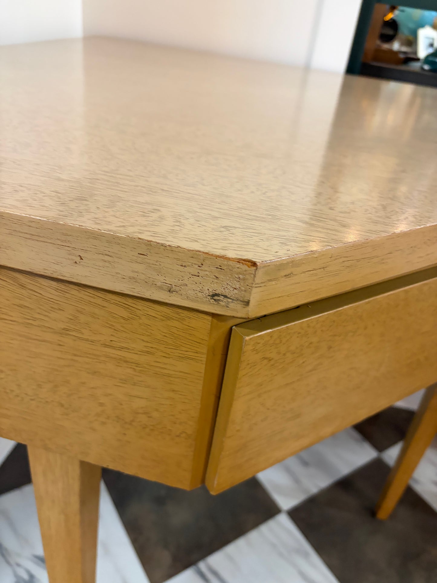 Mid Century Laminate Top Corner Desk Light Wood Color