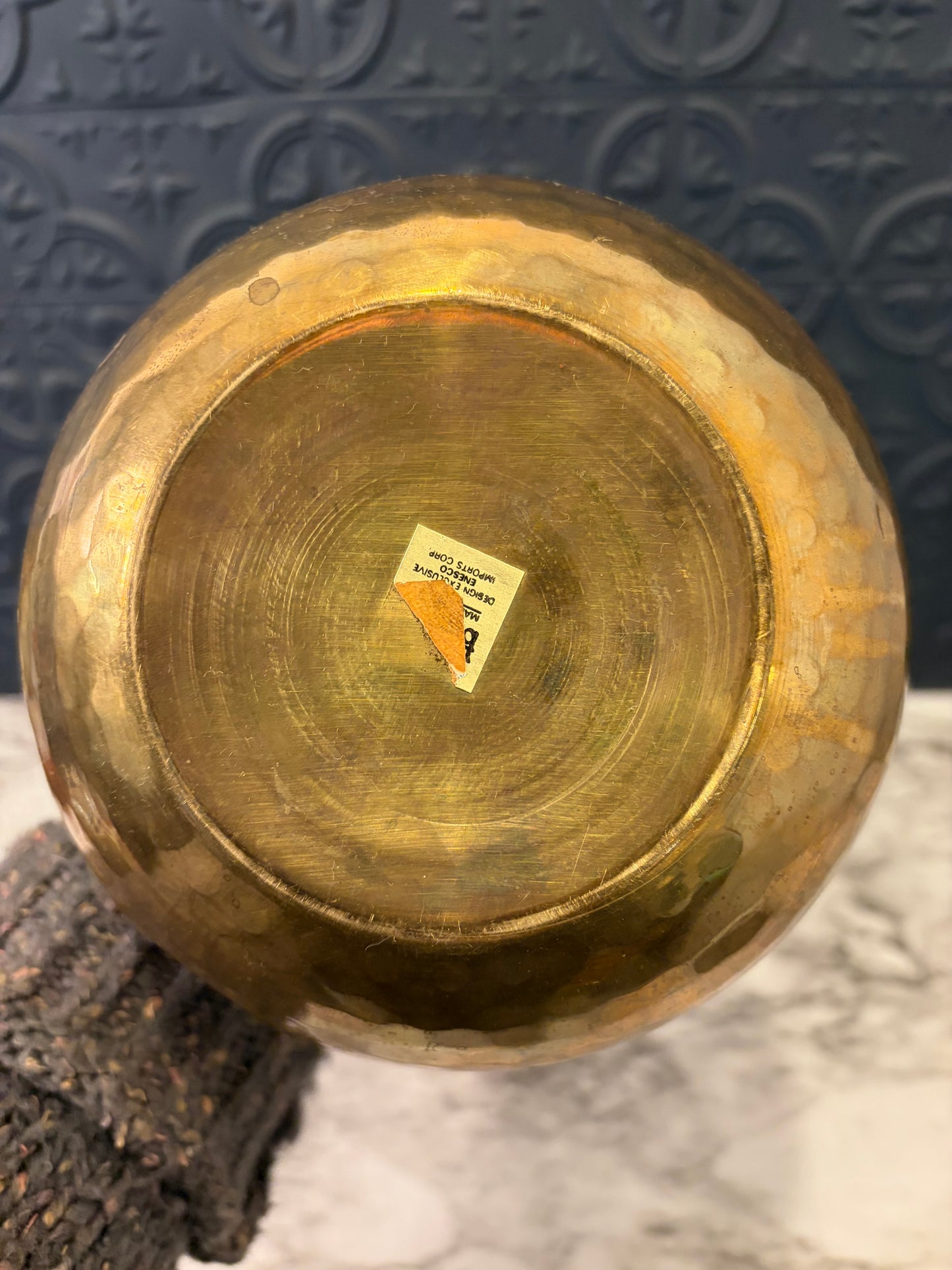 Round Brass Vase 6" H